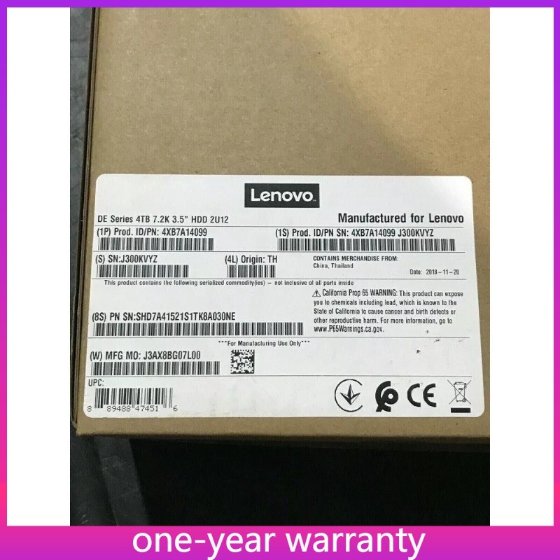  01PG622 4XB7A14099 For Lenovo ThinkSystem 3.5" 4TB 7.2K SAS 12G HDD Hard Drive