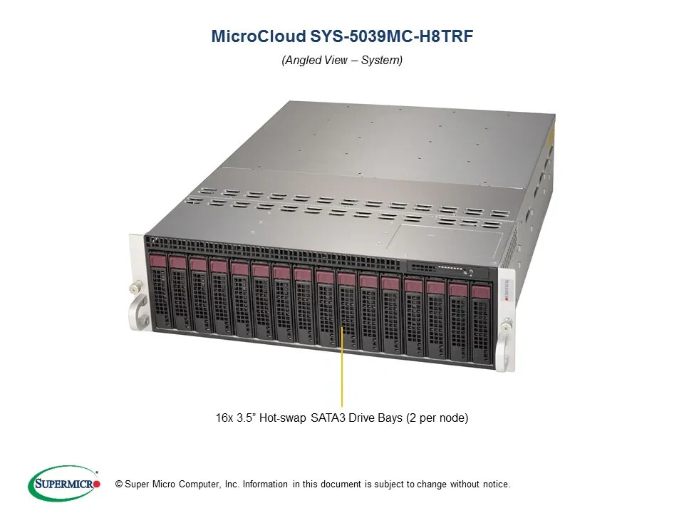 Supermicro SYS-5039MC-H8TRF MicroCloud Barebones Server 8-Node NEW IN STOCK