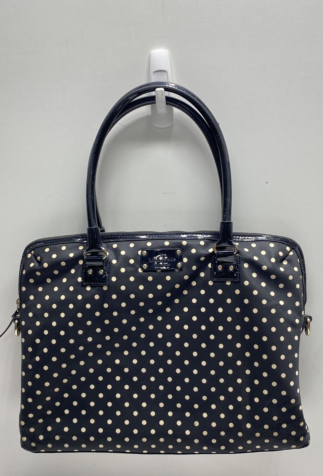 Kate Spade Black Polka Dot Nylon Laptop Bag Satchel Gold Hardware
