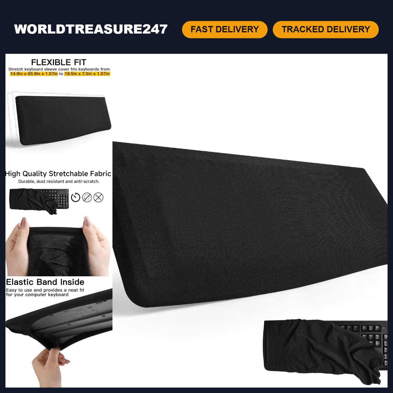 Universal Keyboard Dust Cover for 75% 80% 96% Full Size PC Keyboards - Protects