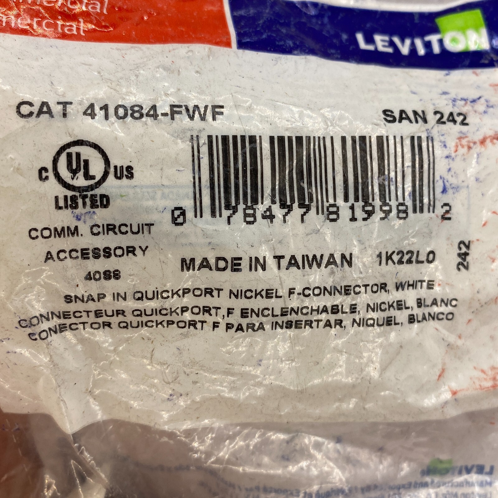 LOT OF 6 Leviton CAT 41084-FWF CONNECTOR COMM. CIRCUIT ACCESSORY ✅