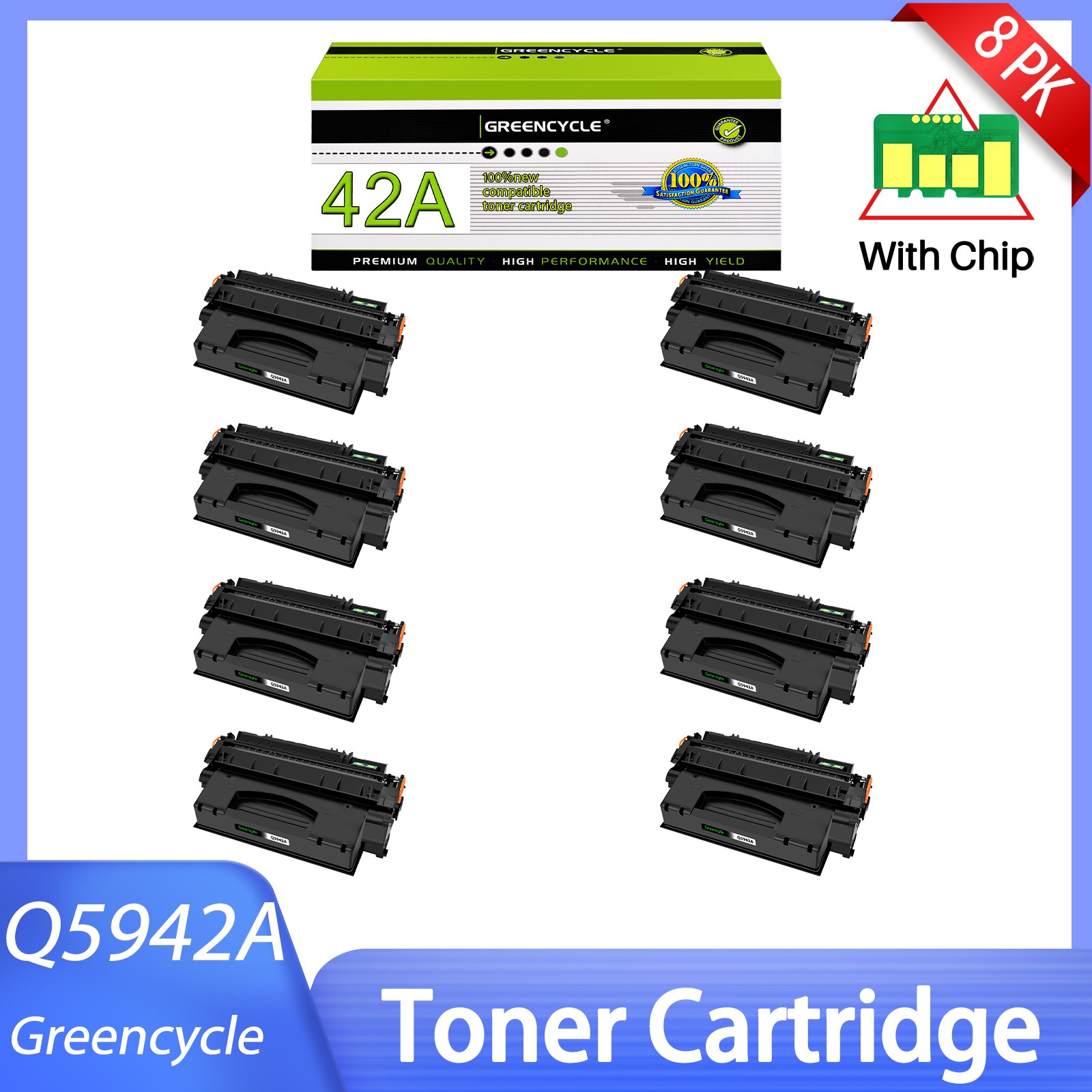 8PK Q5942A 42A Black Toner Cartridge For HP LaserJet 4350tn 4350Dtnsl 4250n