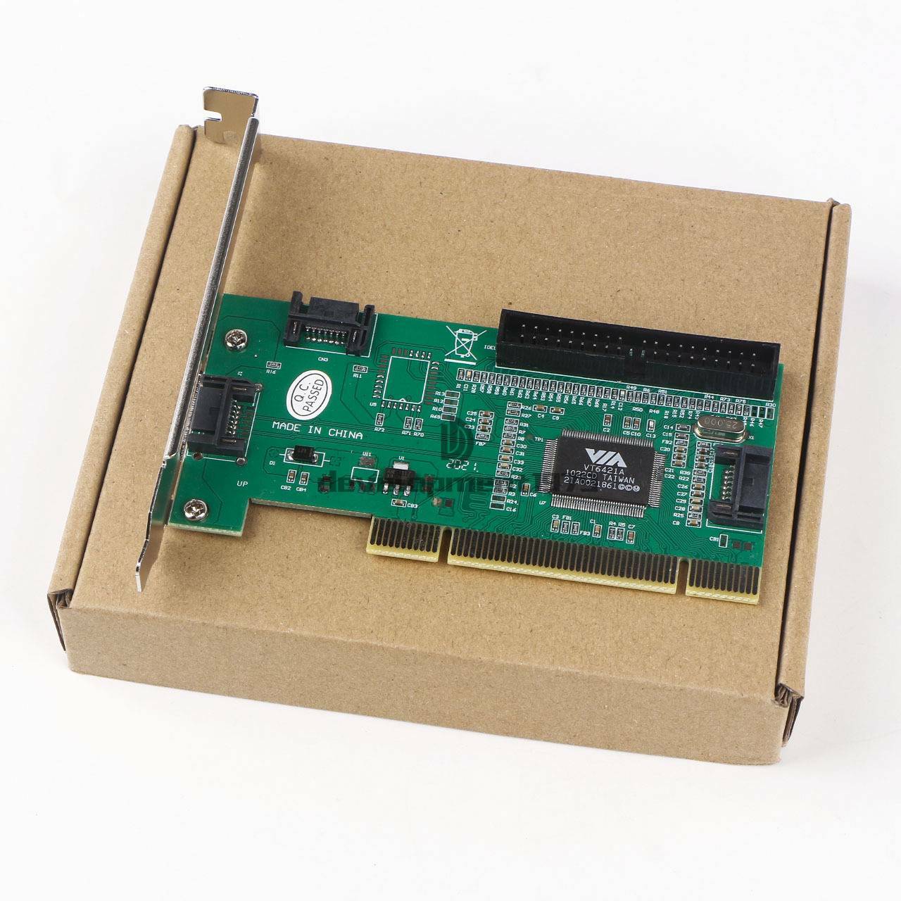 1PC VIA VT6421A ONE 3 SATA+1 Port IDE to PCI RAID Card Controller Adapter