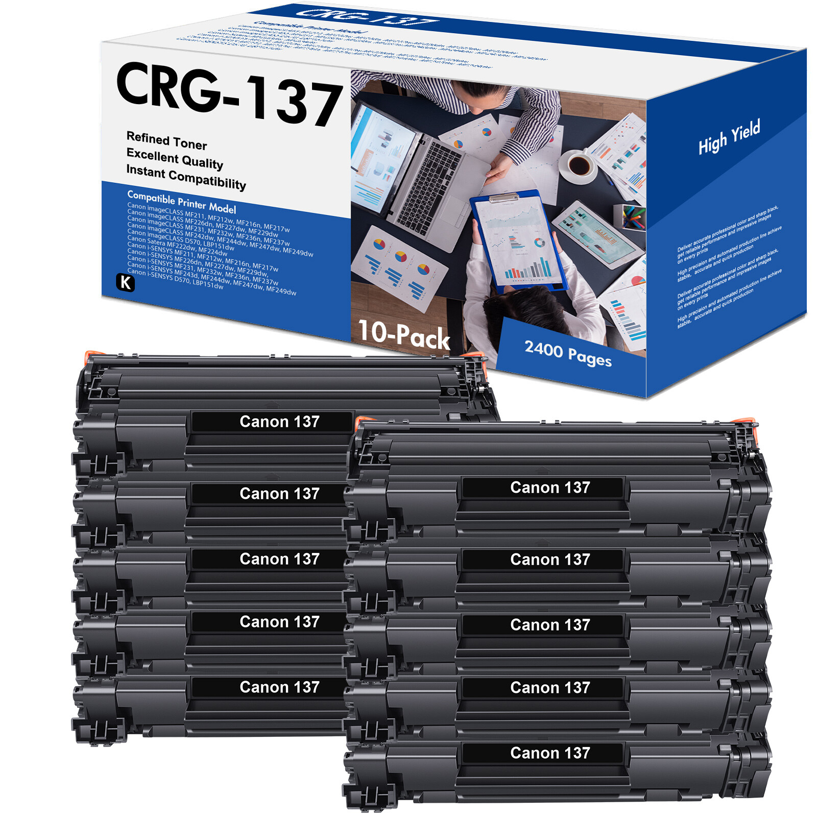 10PK Toner 137 Fits for Canon 137 Toner Cartridge MF229dw MF227dw MF226dn Toner