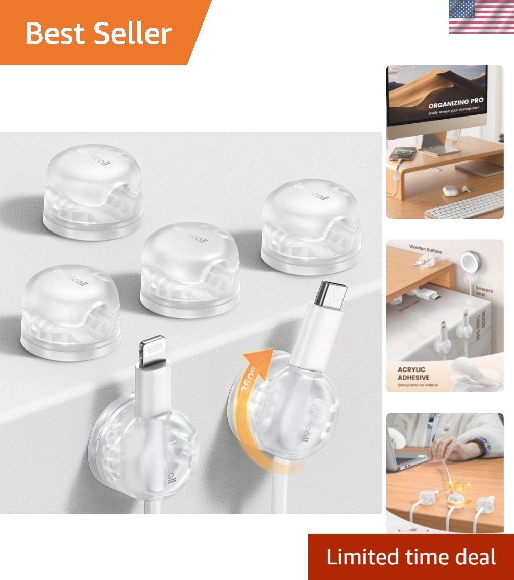 6Pack Clear Rotatable Cord Organizer, [1s Lock] Spring Cable Clips | Phone Ch...