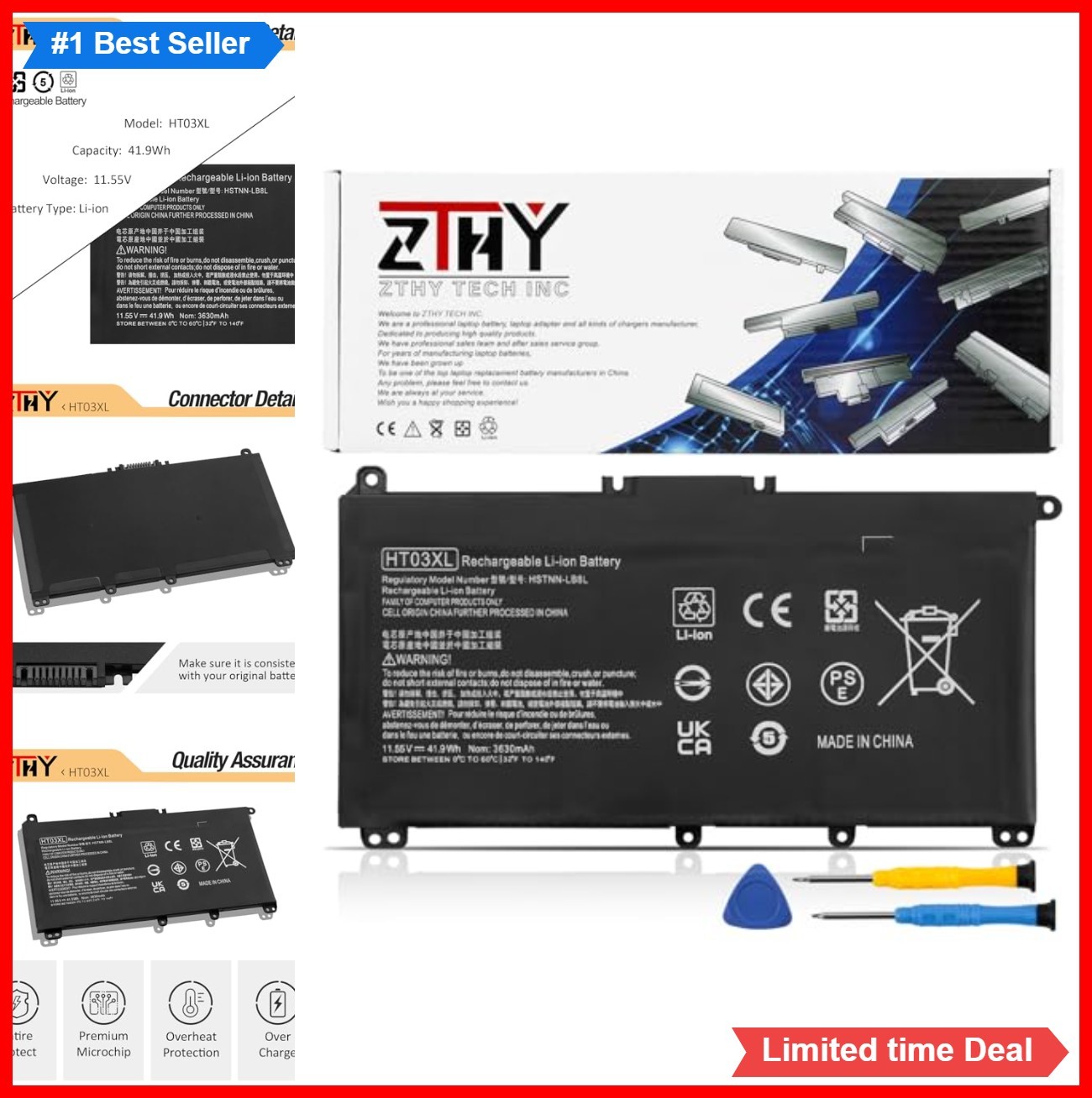 Laptop Battery 11.55V 41.9Wh 3630mAh Li-ion Black Rechargeable for HP Pavilion