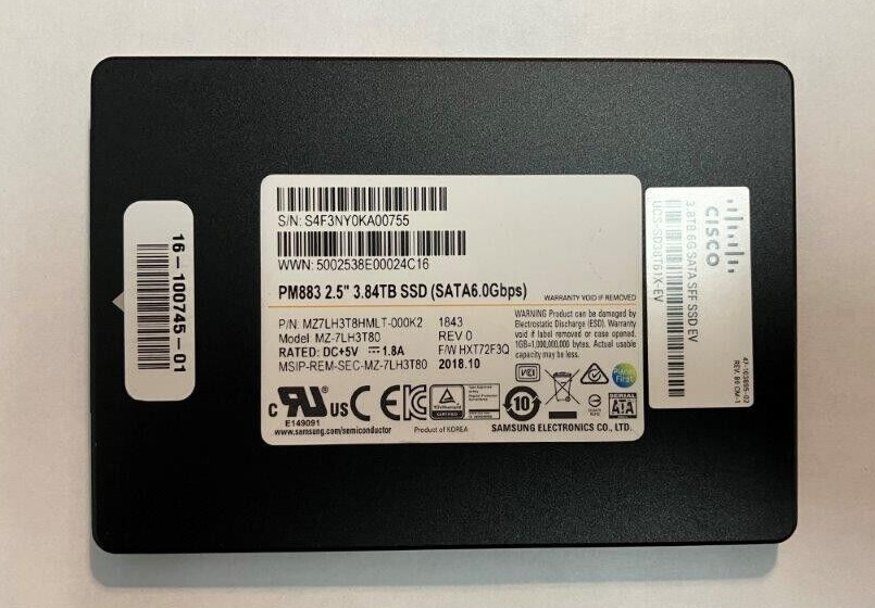 SAMSUNG 3.84TB 2.5 6GB SATA SSD PM883 MZ-7LH3T80 3.8TB SATA SSD- MP