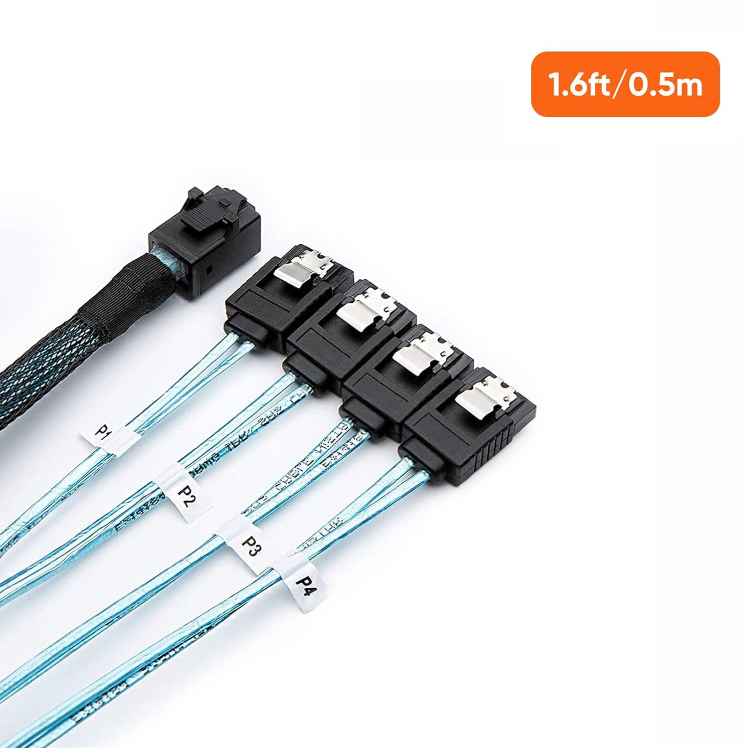 2PCS Internal HDD Mini SAS Cable SFF-8643 To 4 SATA Connect to Hard Drive 0.5/1M