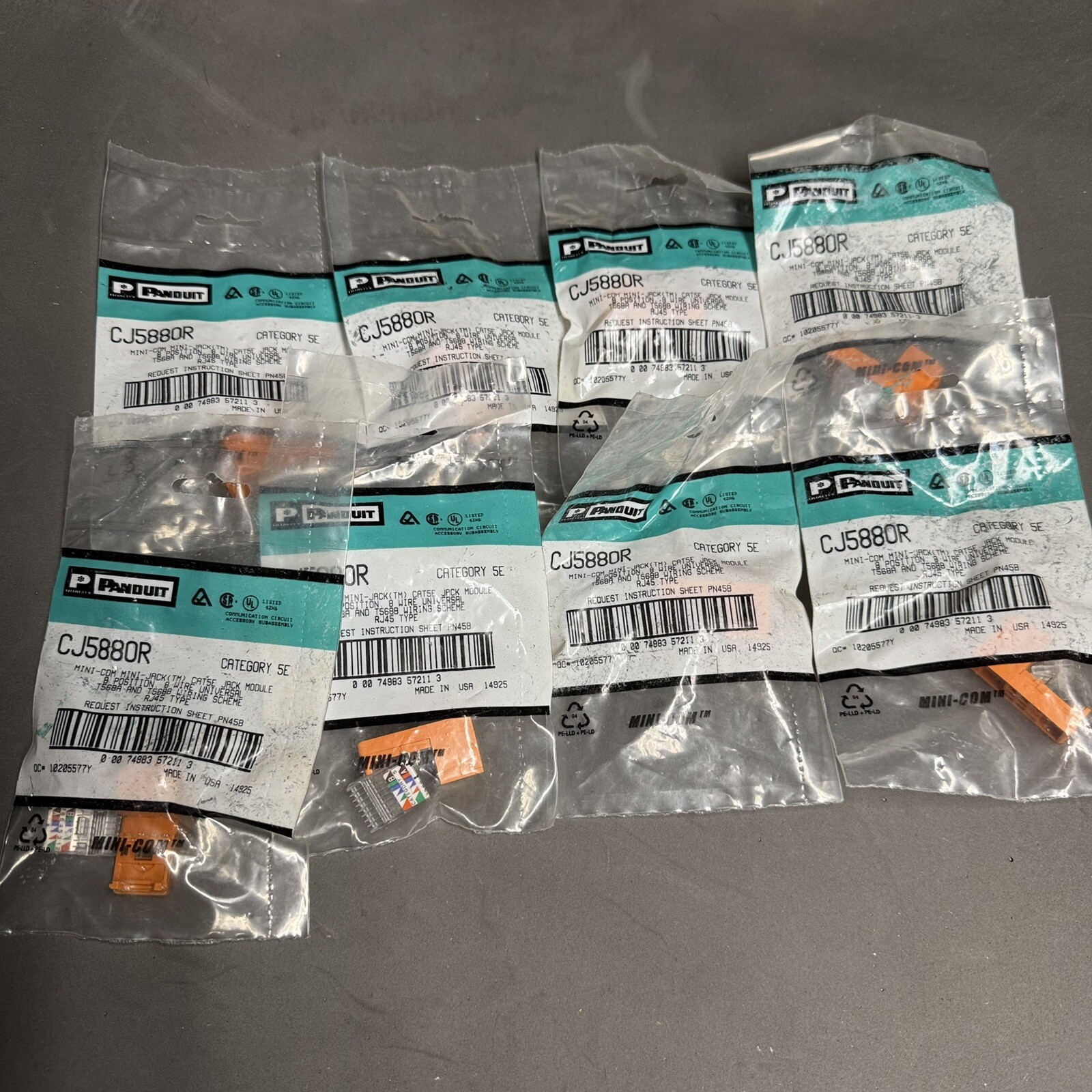 Panduit CJ5880R Cat 5e Orange Mini Com-Mini Jack Wiring (8 Pc)