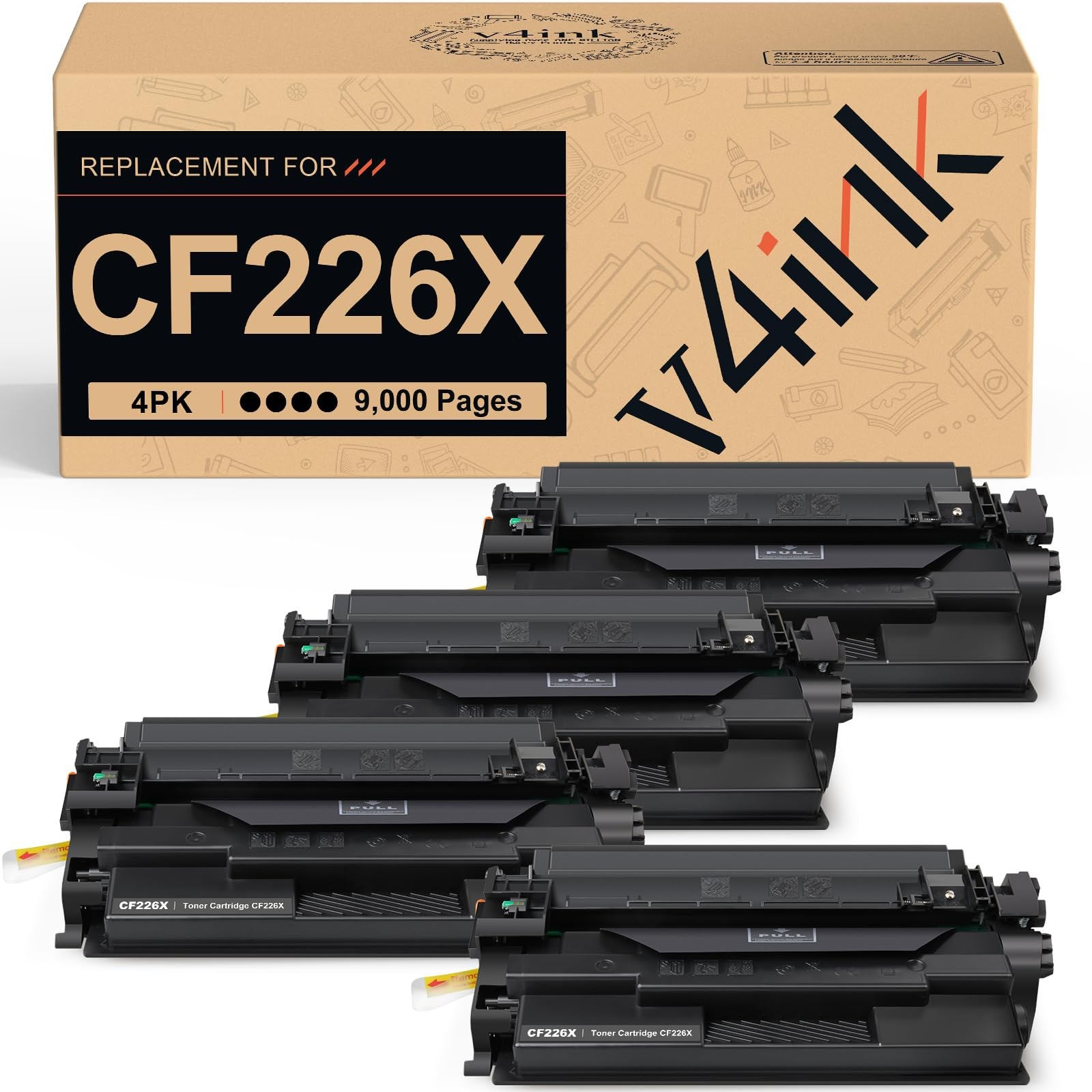 v4ink CF226X Compatible for HP 26X Toner Cartridge 4-Pack High Yield Black