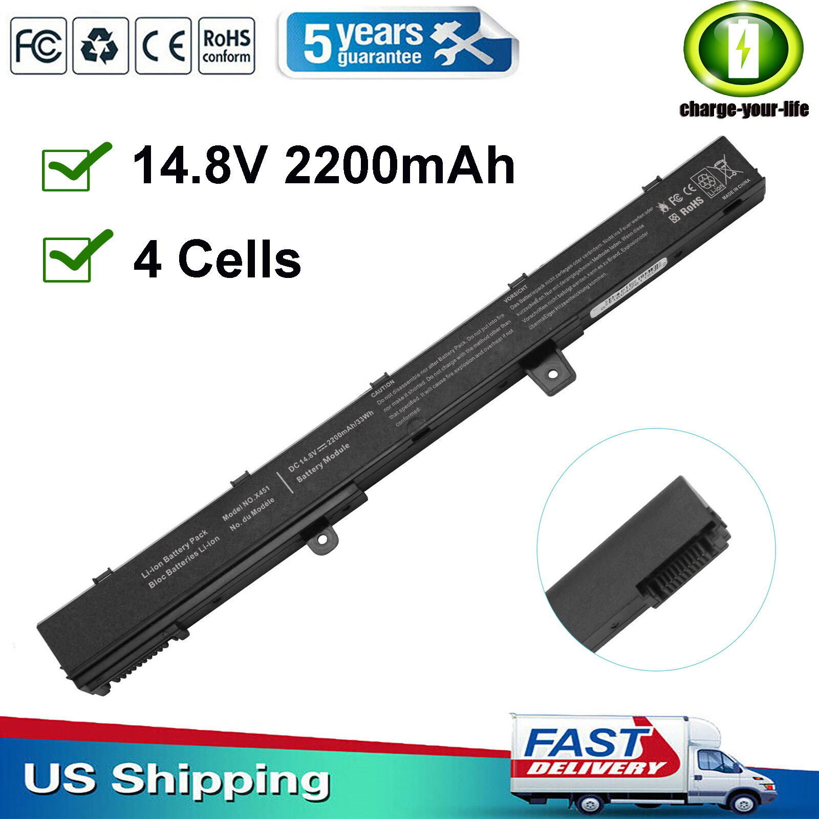 X451 Battery For Asus X551 X551C X551CA X551M X551MA Series A31N1319 A41N1308 US