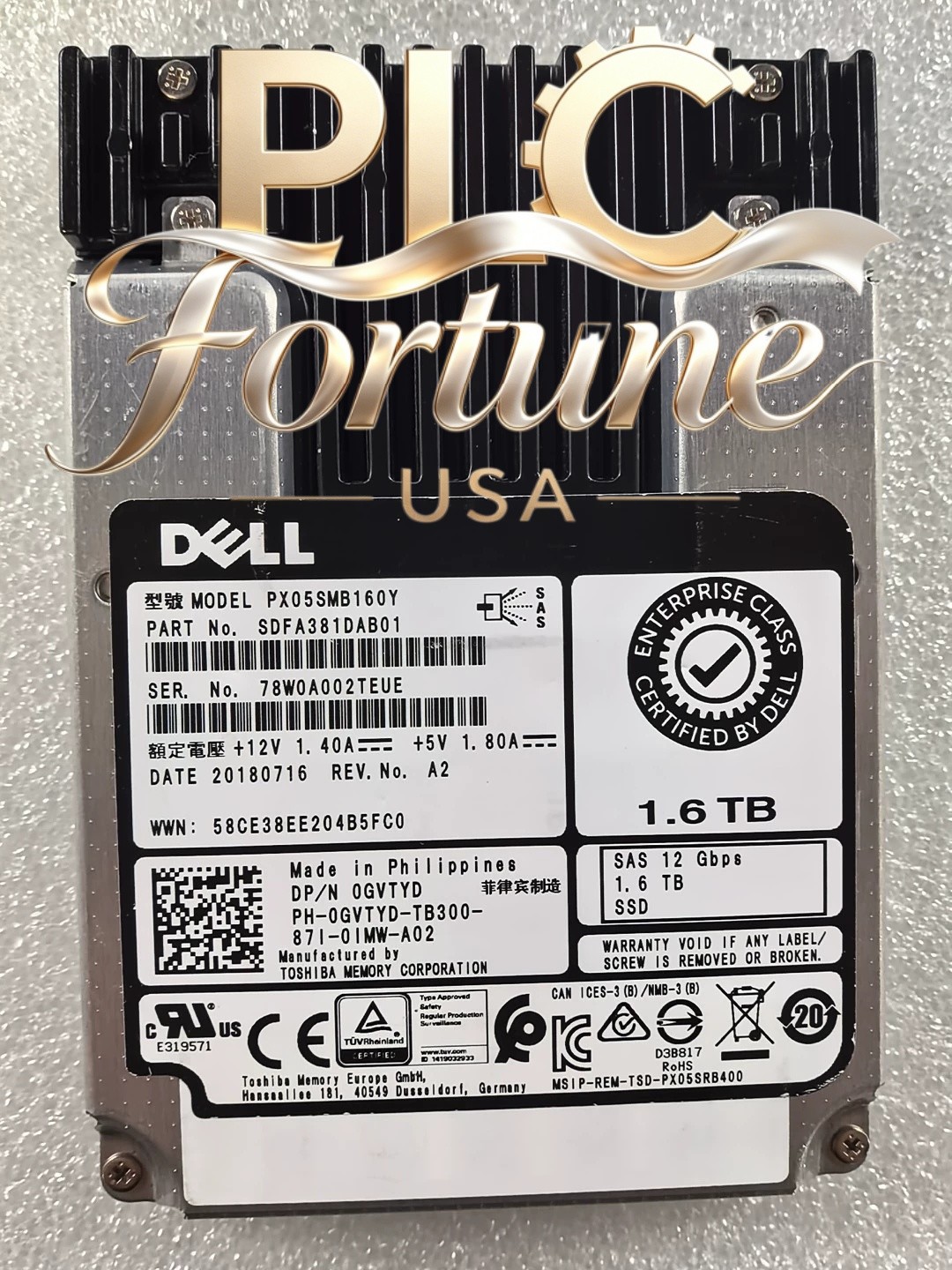 NEW DELL 0GVTYD GVTYD PX05SMB160Y 1.6TB 2.5"SFF SAS 12G MU SSD Solid State Drive