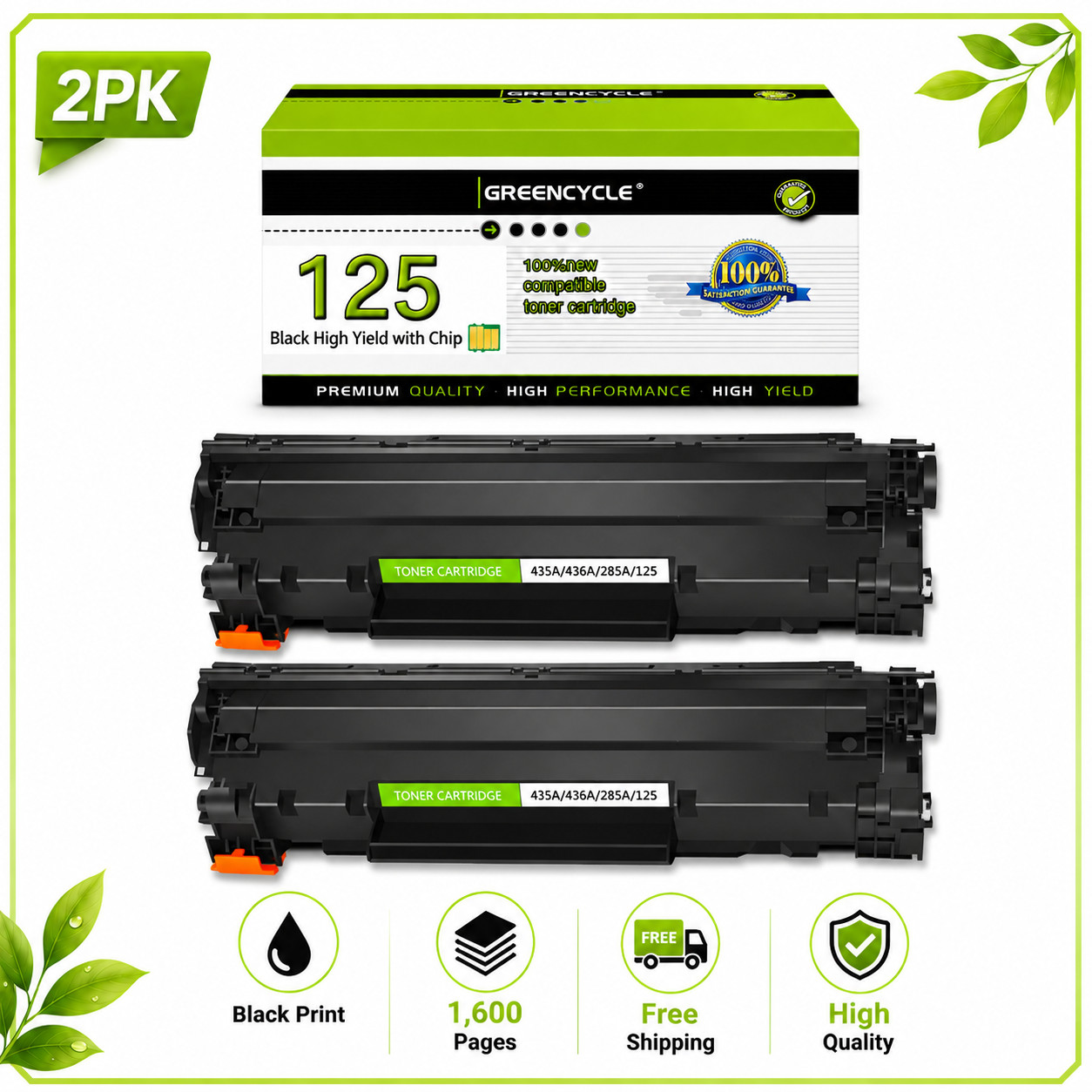 2PK CRG125 3484B001 Toner cartridge Compatible for Canon 125 imageCLASS MF3010