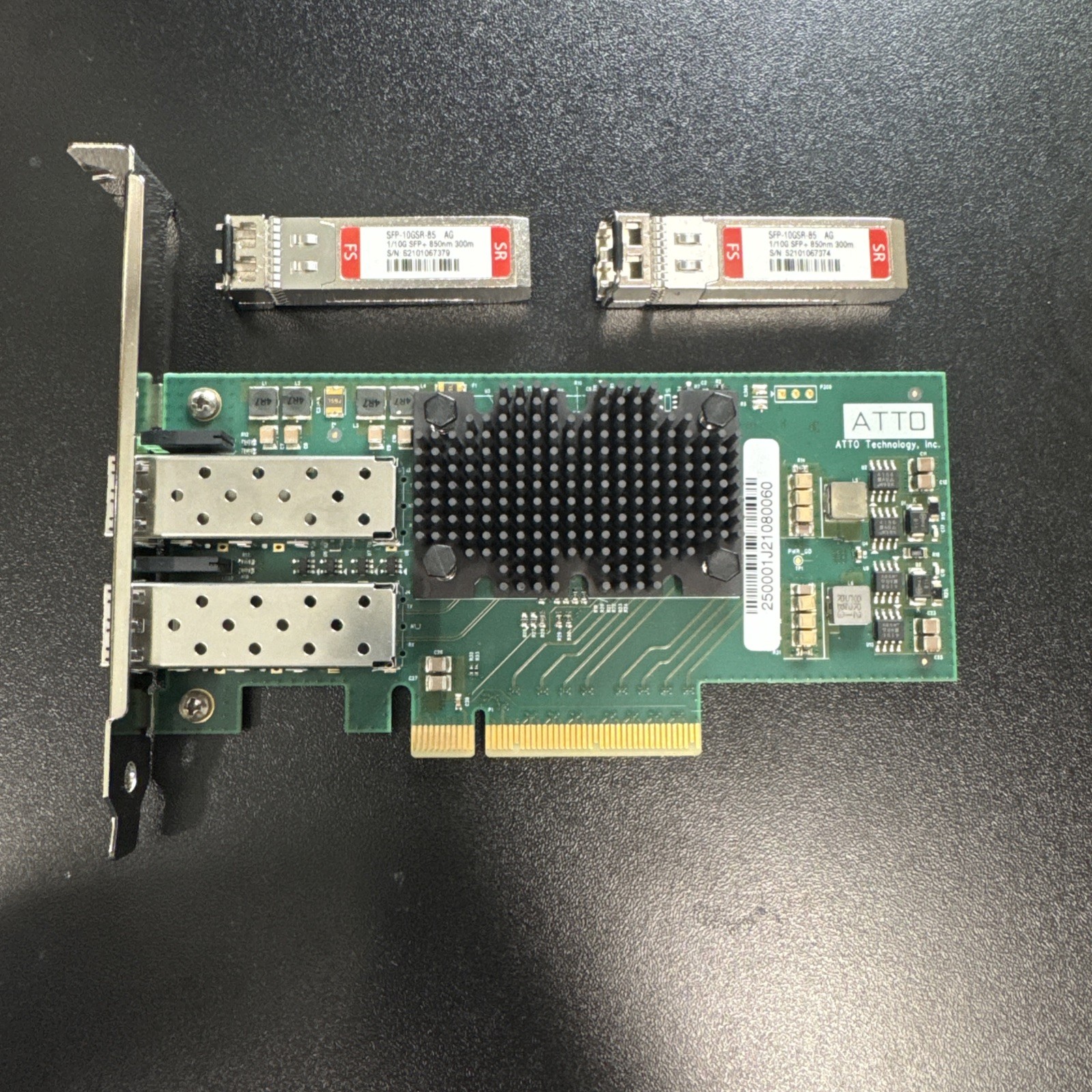 ATTO FF-NS12 FastFrame NS12 10GbE SFP+ PCIe 2.0 NIC With 2 SFP-10GSR-85 SFP+