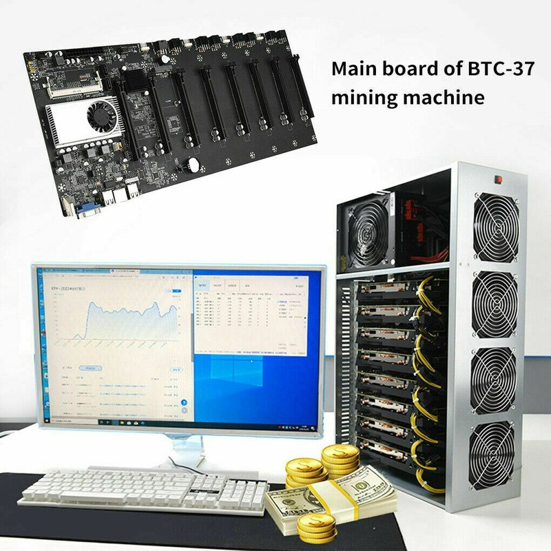 Mining Motherboard w/ CPU and FAN and Set 8 GPU Slots DDR3 Memory Integrated NEW