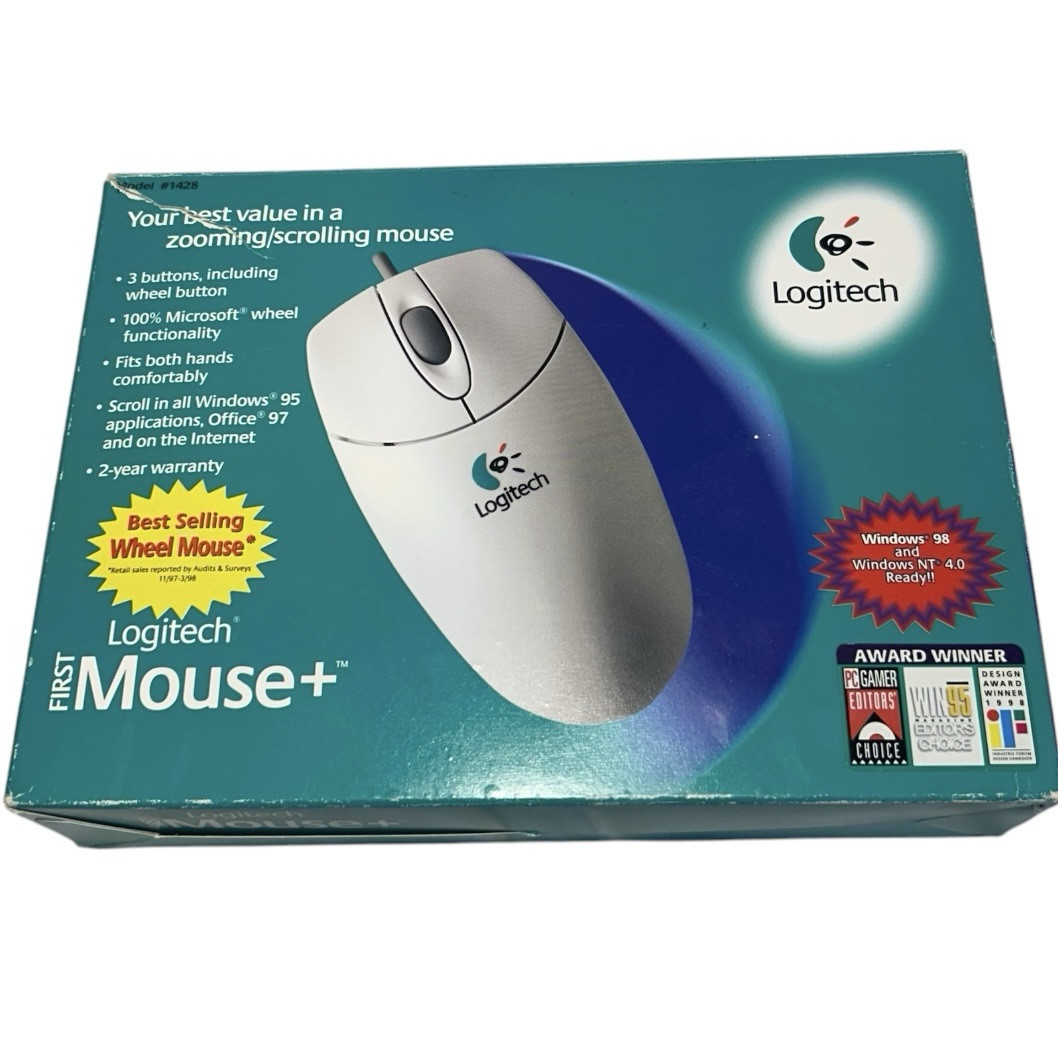 Logitech Mouseman Model 1428 3 Button wheel button Mouse Windows 98/ 4 Vintage