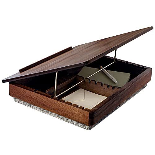 Premium Real Acacia Wood Lap Desk with Wrist Rest, Mouse Pad, and Phone Holde...