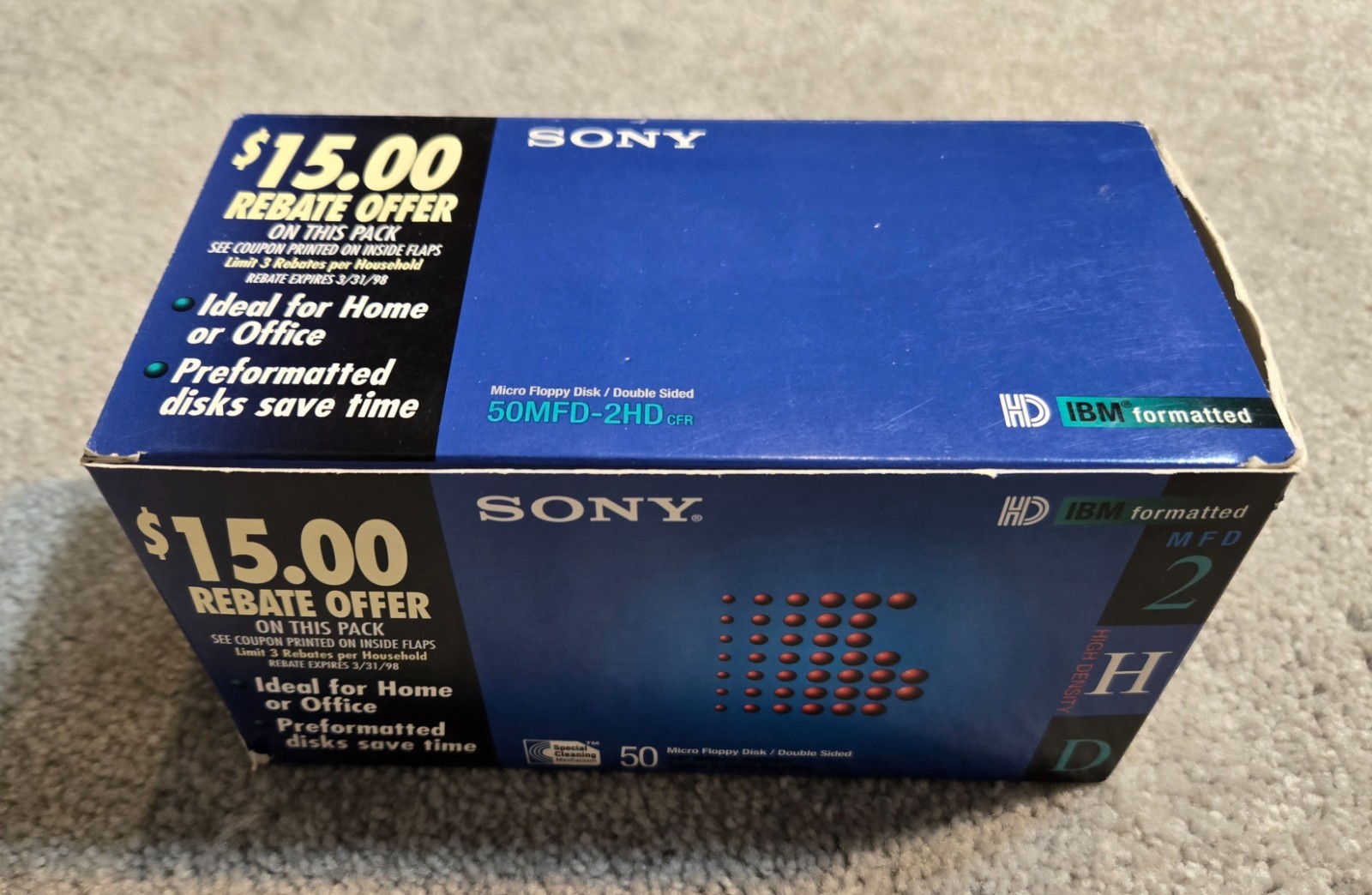Sony 50 Pack MFD 2HD 3.5'' Floppies/Diskettes IBM Format Open Box