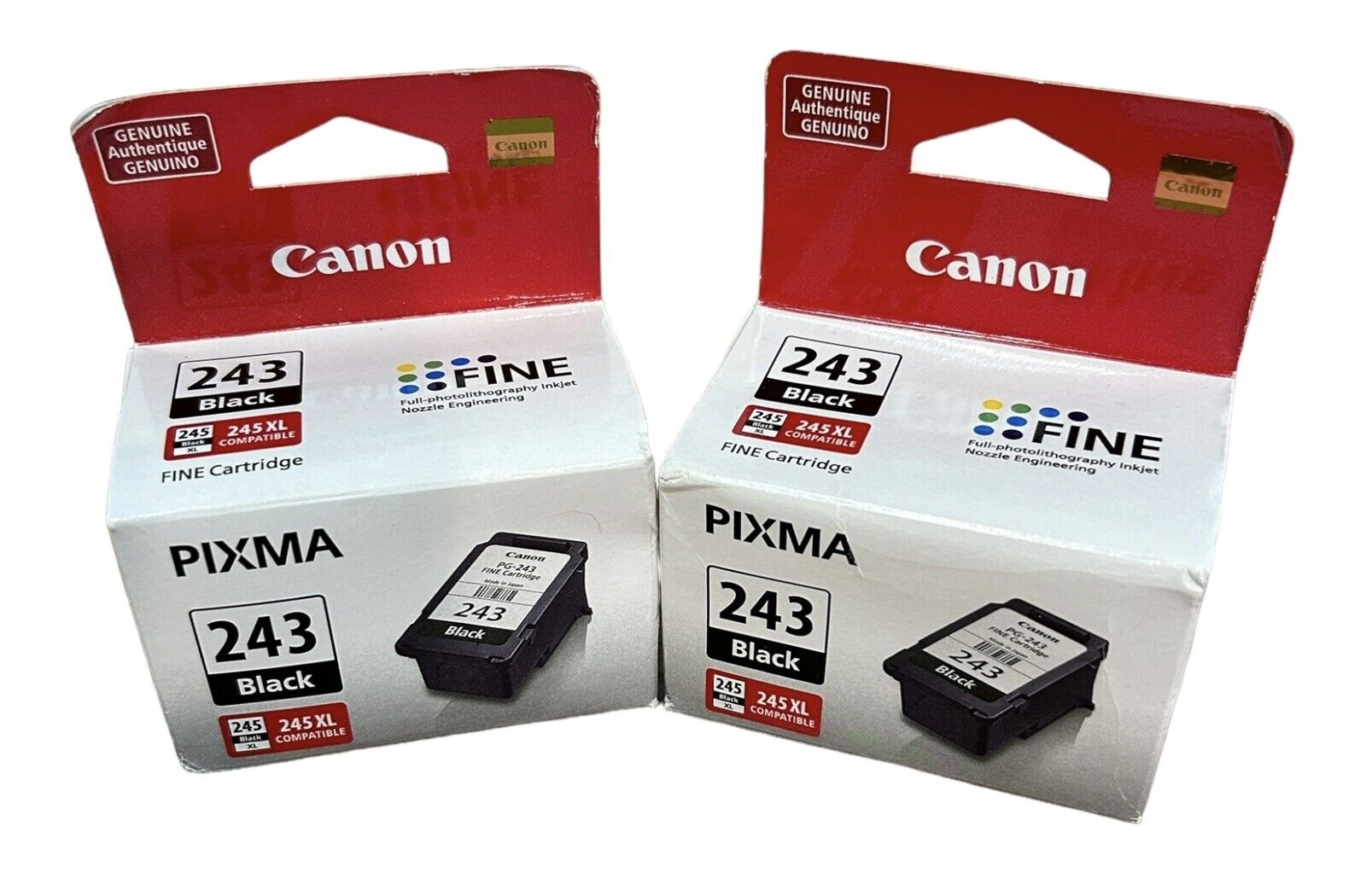 GENUINE Canon PIXMA 243 PG-243 Black Ink Cartridge - New and Sealed - Lot Of 2