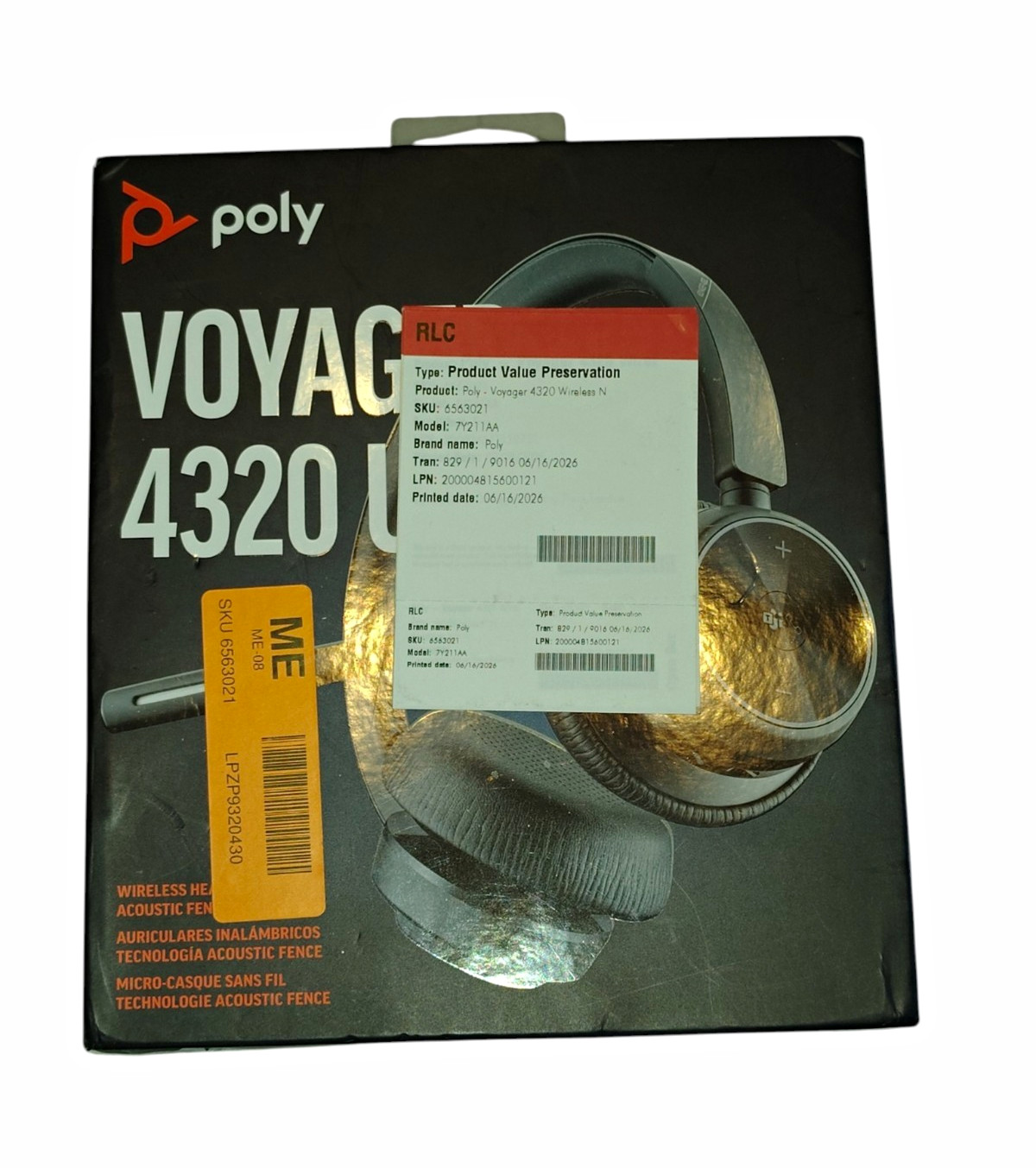 Poly Voyager 4320 Wireless Bluetooth USB Noise Cancel Boom Mic Dual Black