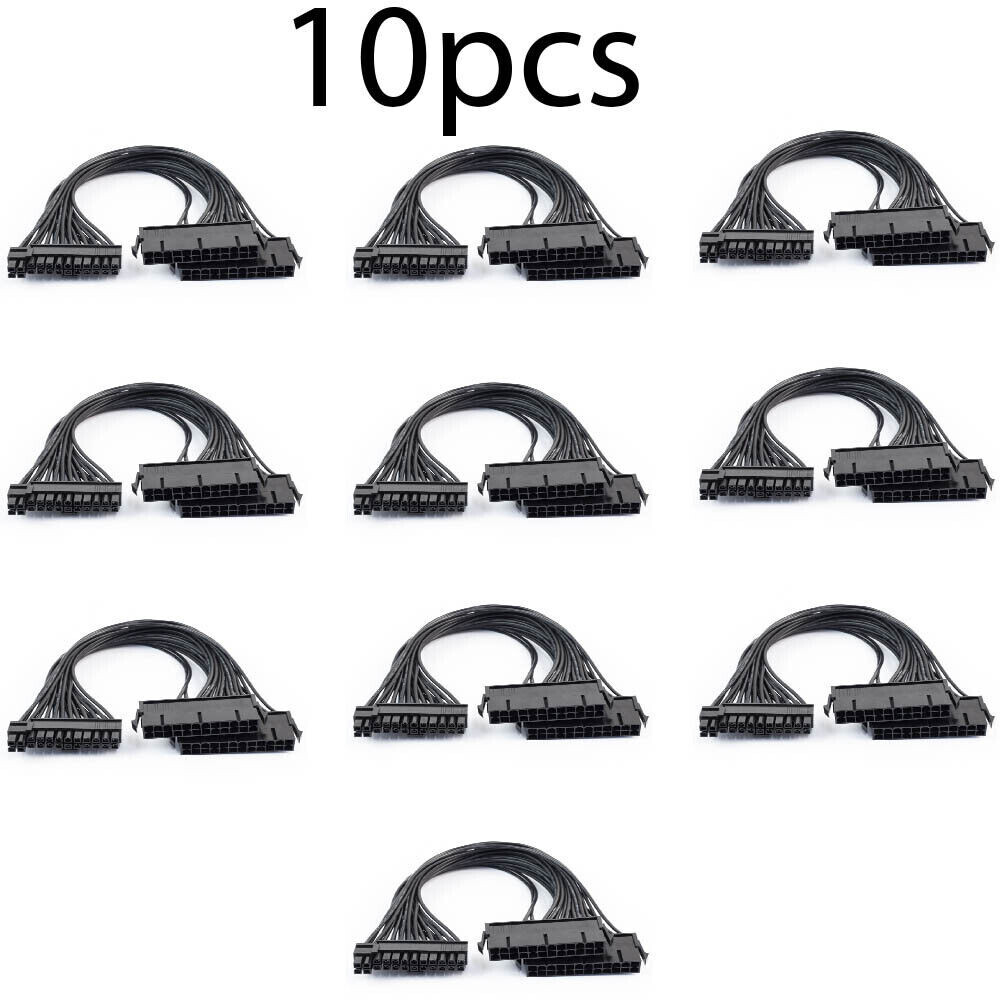 10x Power Supply Splitter Dual PSU Cable Adapter 24Pin 20+4 Pin ATX Motherboard
