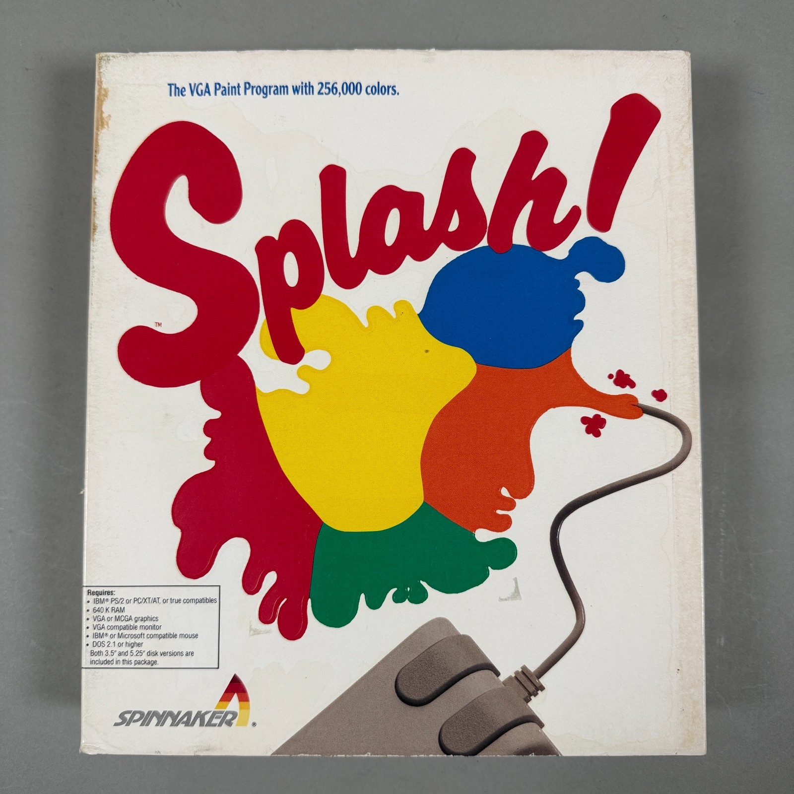Splash VGA Paint Spinnaker 1988 IBM PC DOS 3.5" 5.25" Floppy Big Box Complete