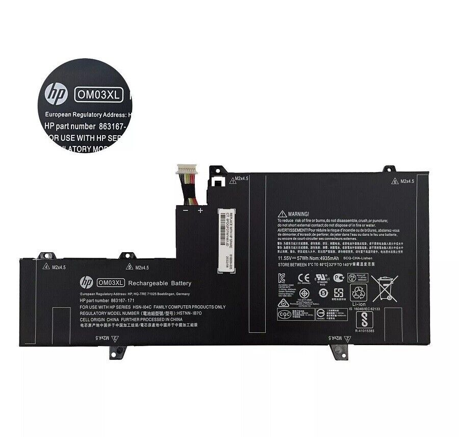 57WH Genuine OM03XL Battery For HP EliteBook x360 1030 G2 863280-855 863167-1B1
