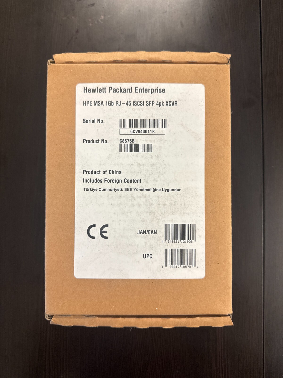 HPE C8S75B MSA 1Gb RJ-45 iSCSI 876145-001  SFP-T 100M over RJ45 cable 4 Pack