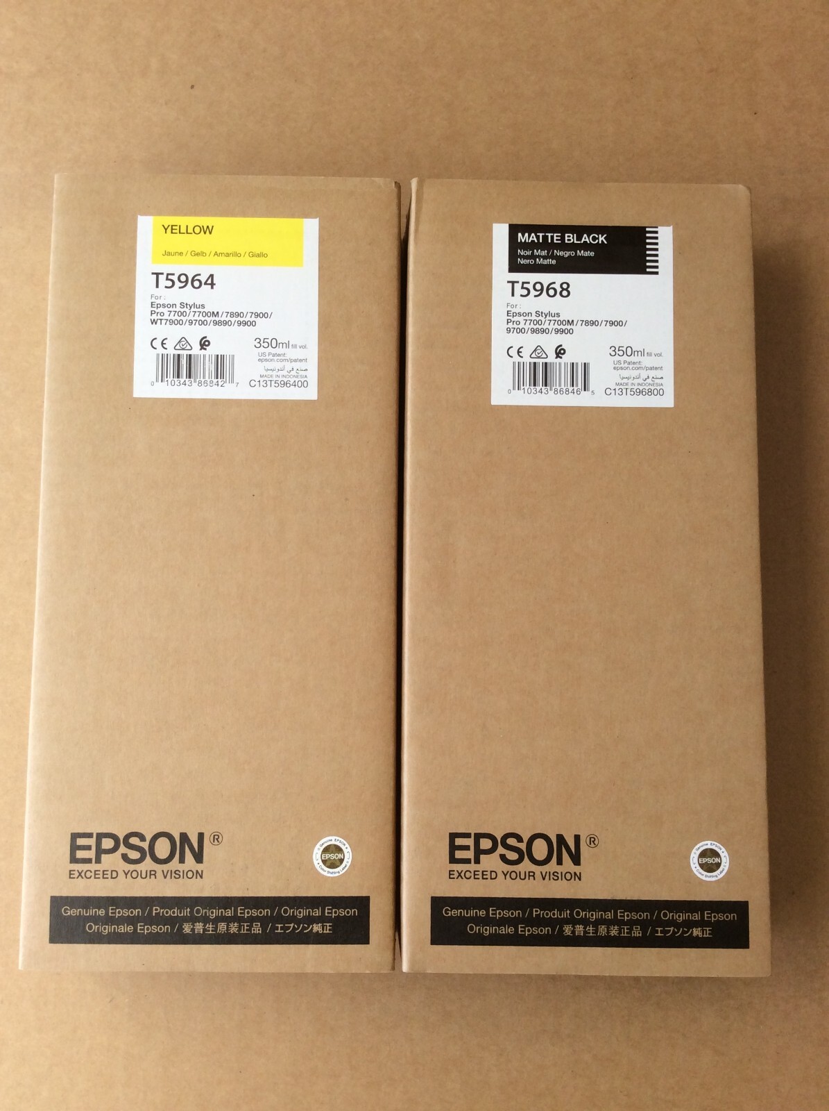 New Lot of 2, Genuine Epson T5964 T5968 350ml Ink