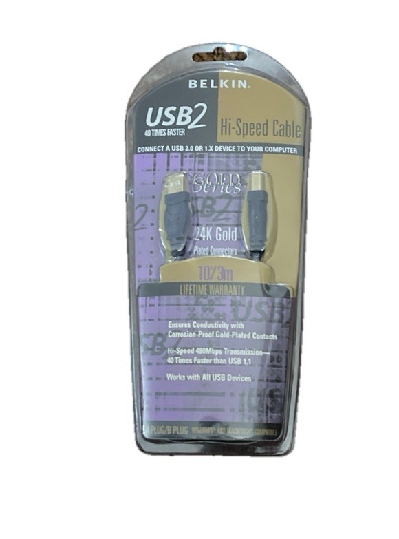 Belkin  F3U133-10 USB-2 High Speed Cable 10' A-Plug/B-Plug UPC Gold Plated. New