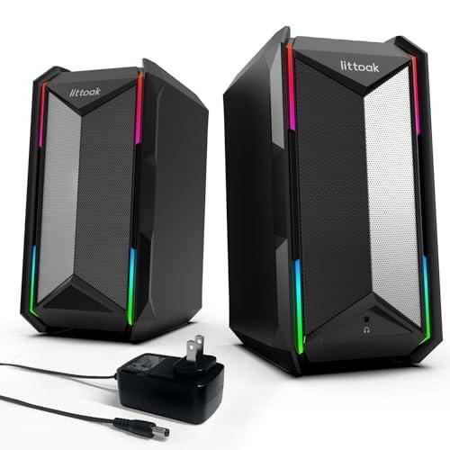 Computer Speakers for Music and Gaming, DC Adapter Powered Speakers for Desktop