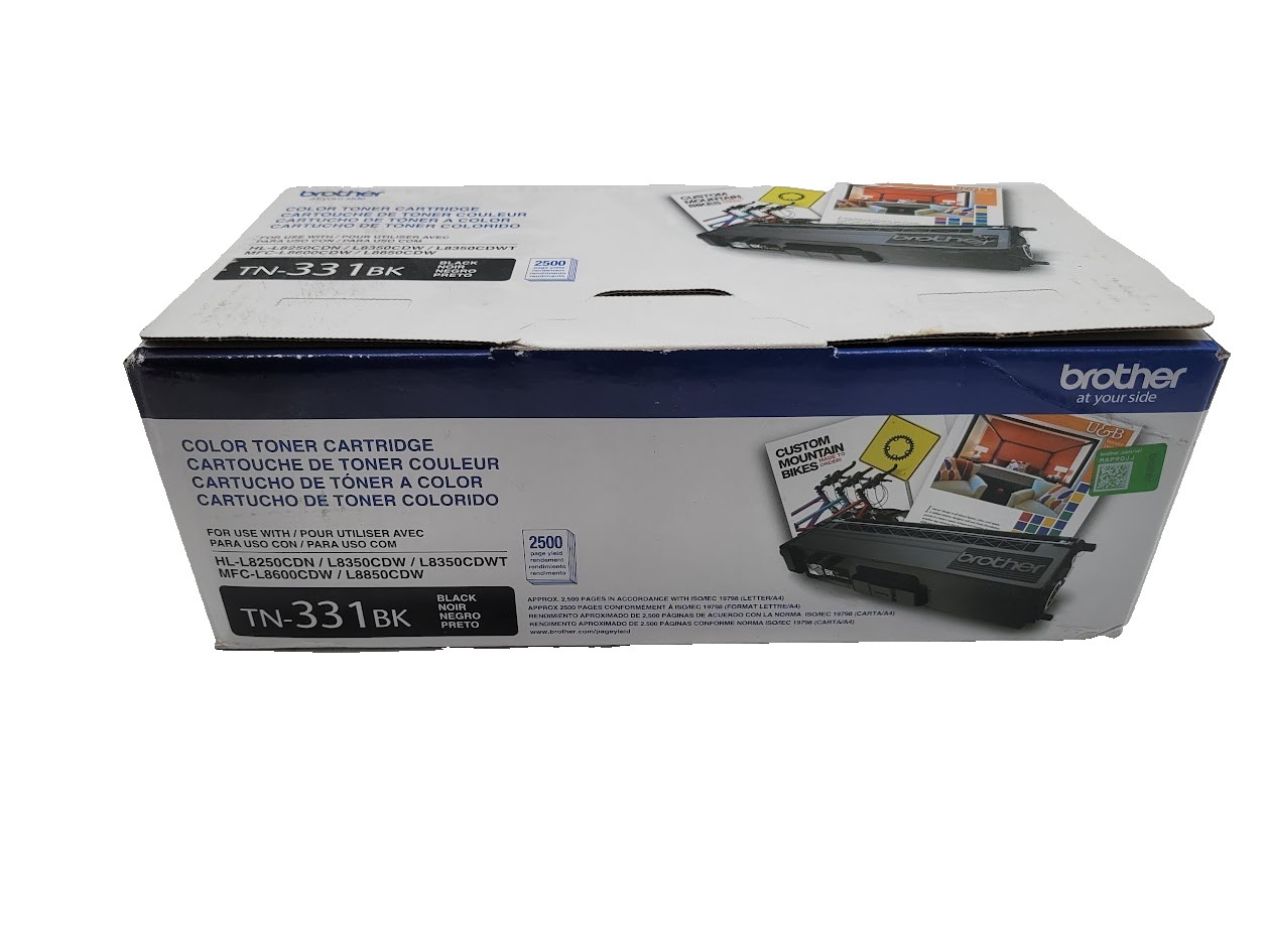 Brother TN331BK Black Toner Cartridge Genuine OEM 2500 Page Yield 