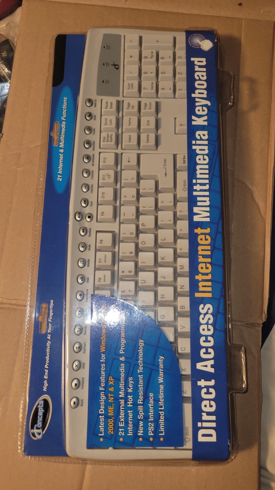 iConcepts Direct Access Internet Multimedia Keyboard - New Old Stock - Grey PS/2