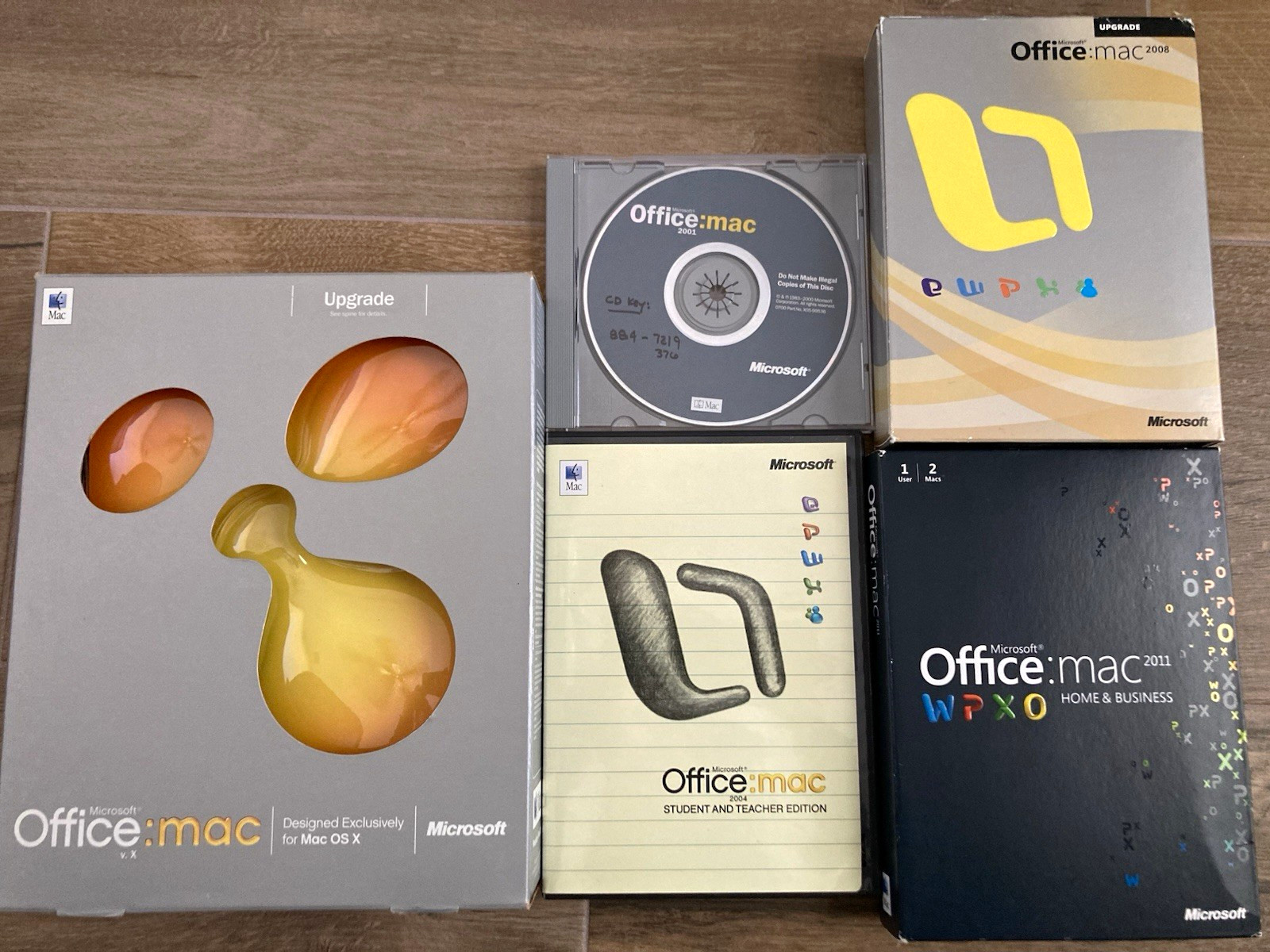 Microsoft Office:mac Lot v.X/2001/2004/2008/2011 for Mac CDs Tested Complete CIB