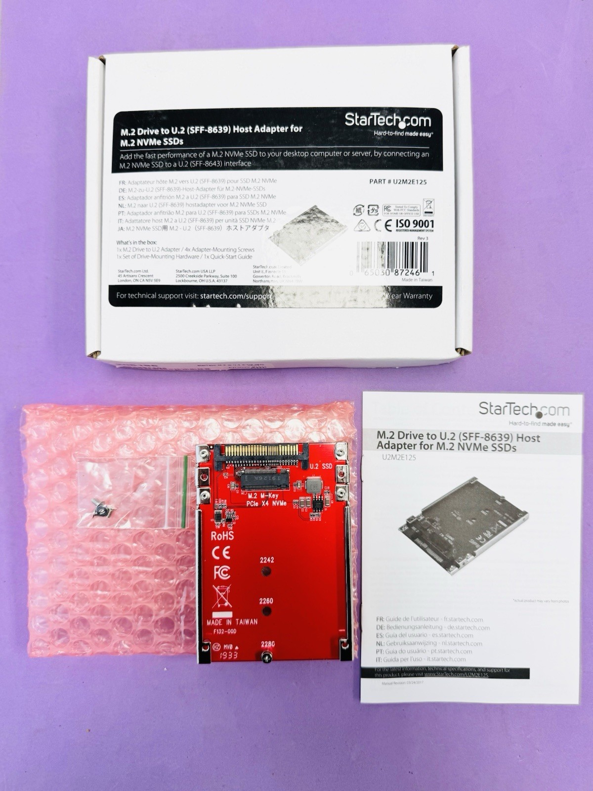 StarTech M.2 Drive to U.2 SFF-8639 Host Adapter for M.2 NVMe SSDs U2M2E125