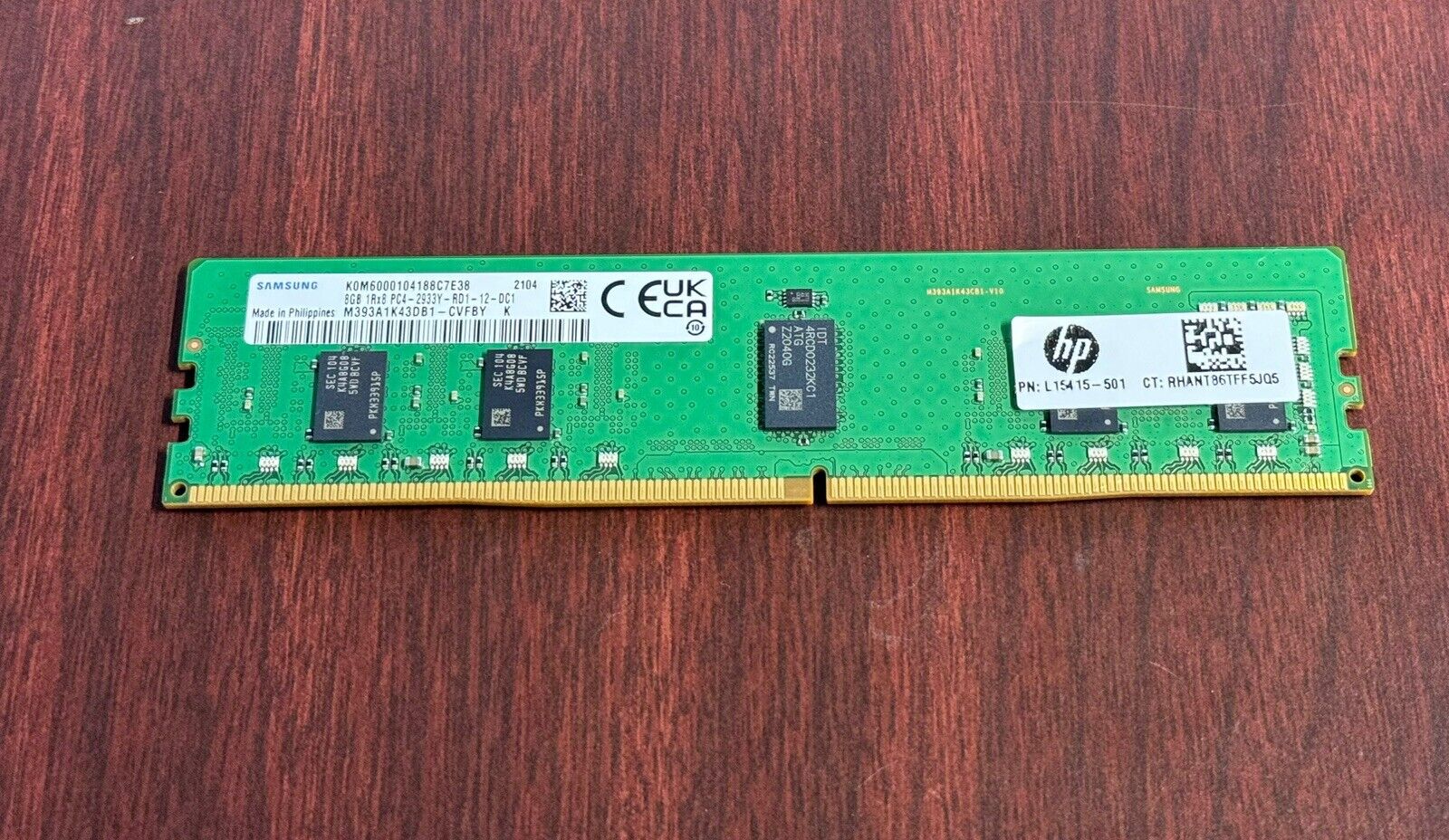 HP 8GB DDR4-2933 ECC REG RDIMM PC4-23400 1Rx8 RAM L15415-501 M393A1K43DB1-CVFBY