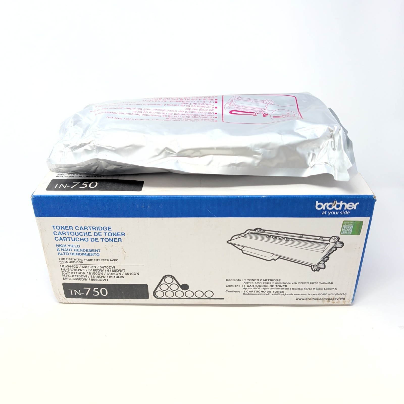 Open Box, Brother Genuine TN750 Black High-yield Printer Toner Cartridge