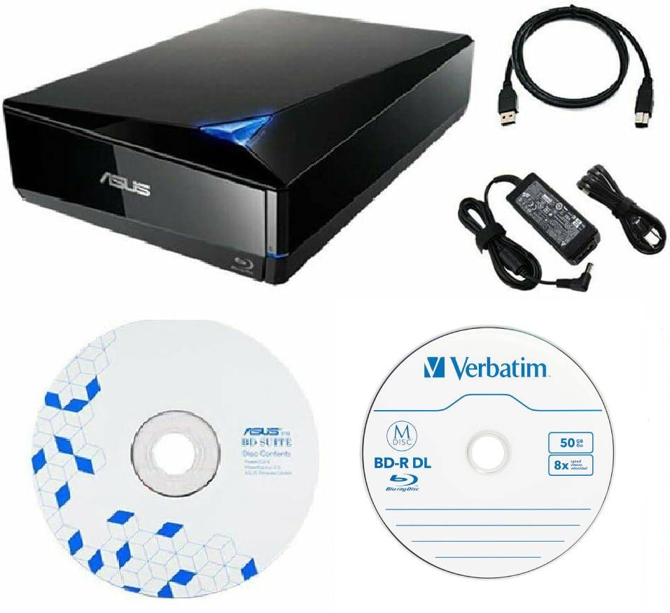 ASUS BW-16D1X-U 16x BD Blu-Ray Drive with USB 3.0 + FREE 1pk 50GB BD-R DL MDisc 