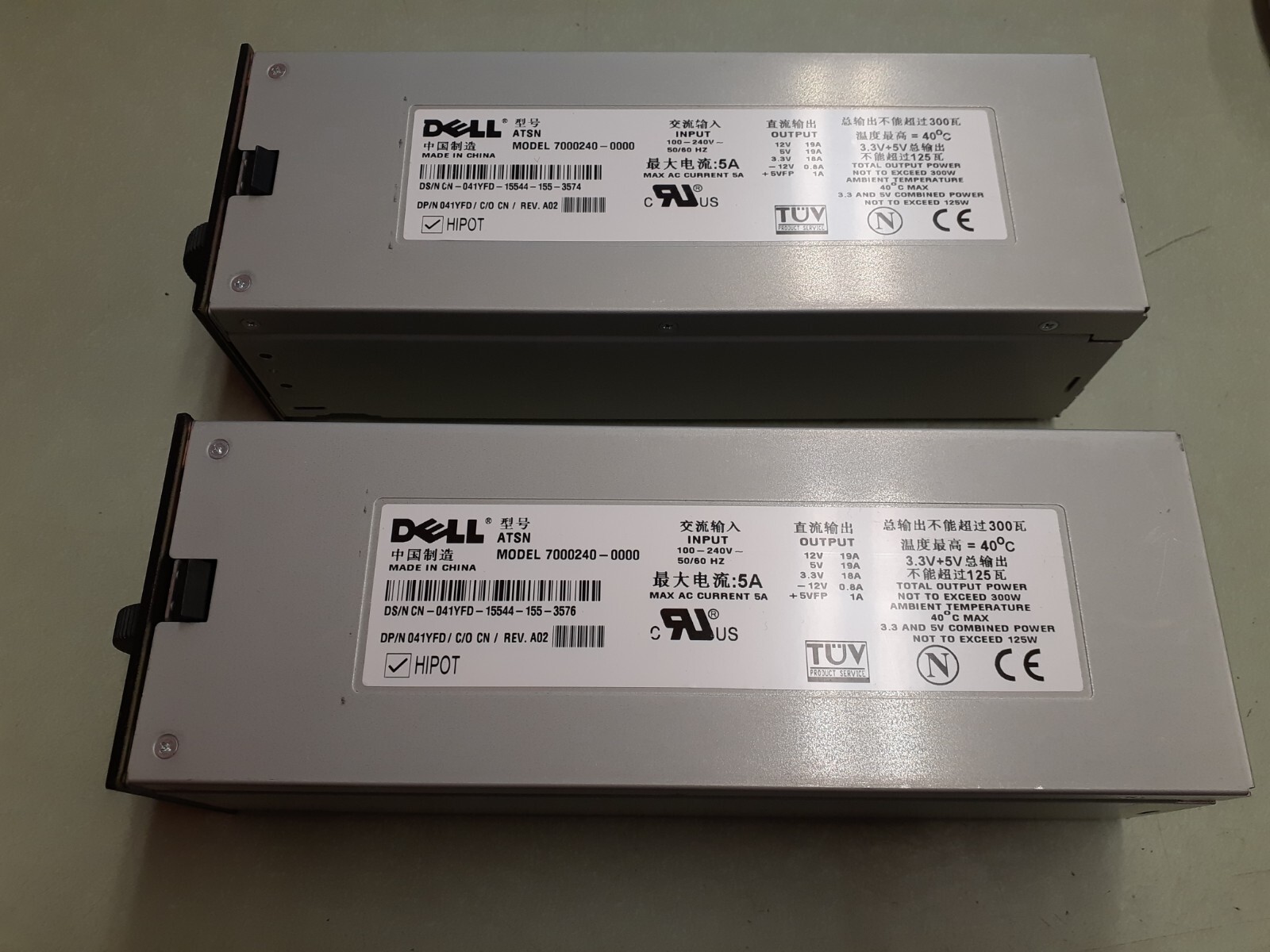 (2) Dell Poweredge 7000240-0000 041YFD 41YFD 300W Server Power Supply