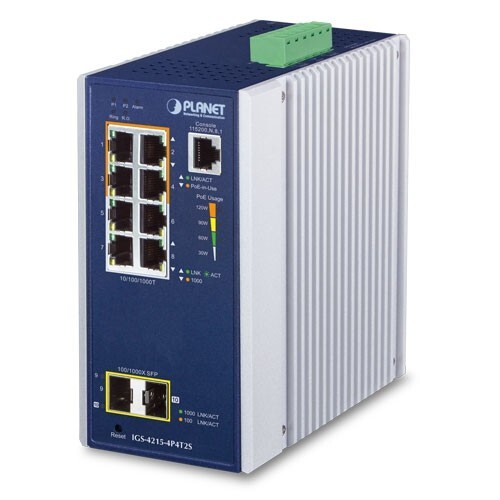 PLANET IGS-4215-4P4T2S  Industrial 4-Port 10/100/1000T 802.3at PoE + 4 G + 2 SFP