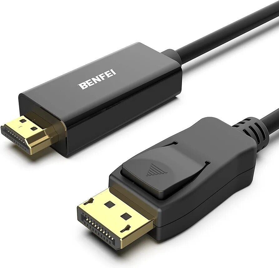 BenFei DisplayPort to HDMI 6 Feet Cable  Male to Male Adapter Gold-Plated Cord 