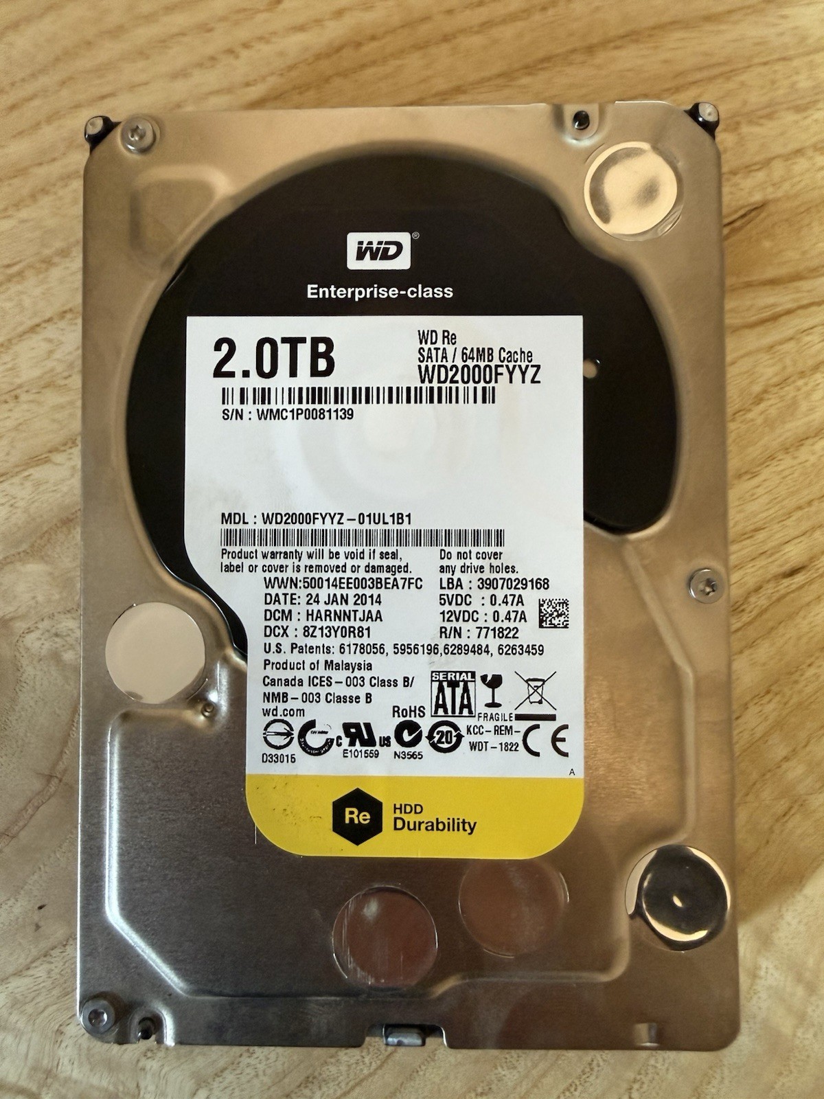 Western Digital RE Enterprise WD2000FYYZ 2TB 7200RPM Internal HDD