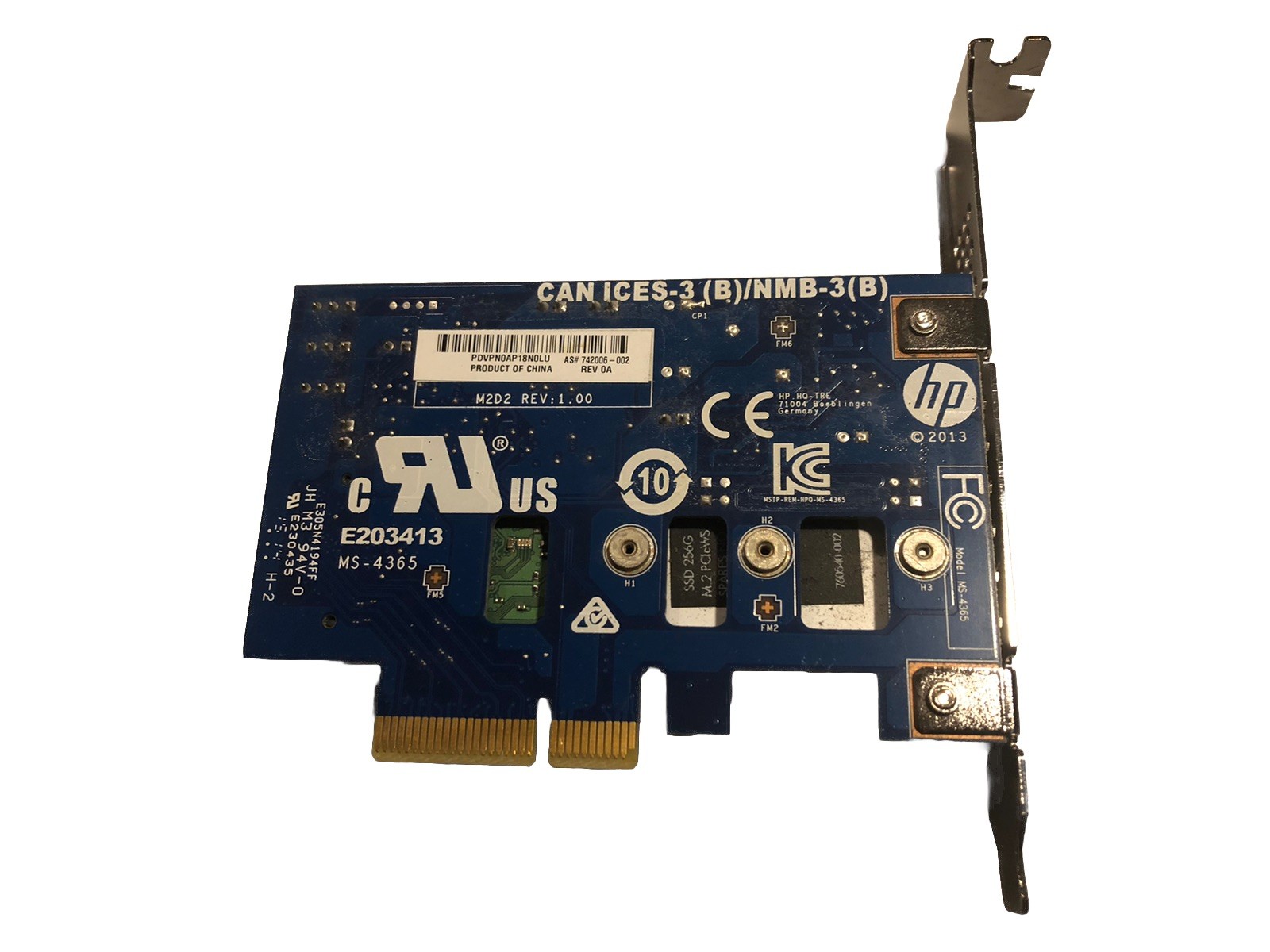 HP 742006-003 Ms-4365 SSD PCIe to M.2 Controller 256GB