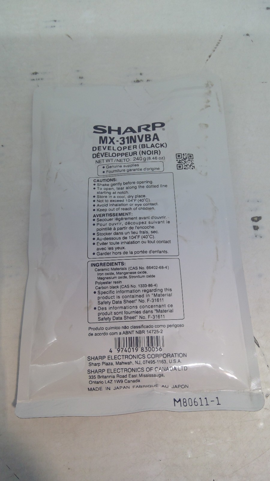 Genuine Sharp MX-2600N/5001N Black Developer MX-31NVBA MX31NVBA