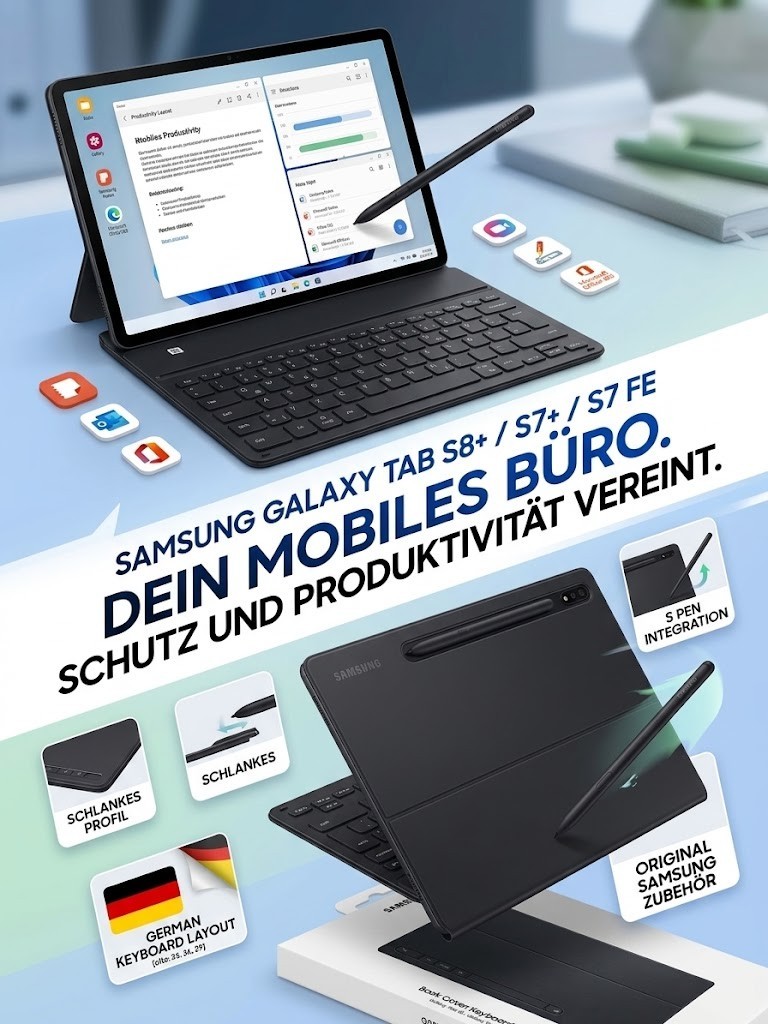 Samsung Book Cover Keyboard Slim Galaxy Tab, Keyboard Case Black (12.4 inch)