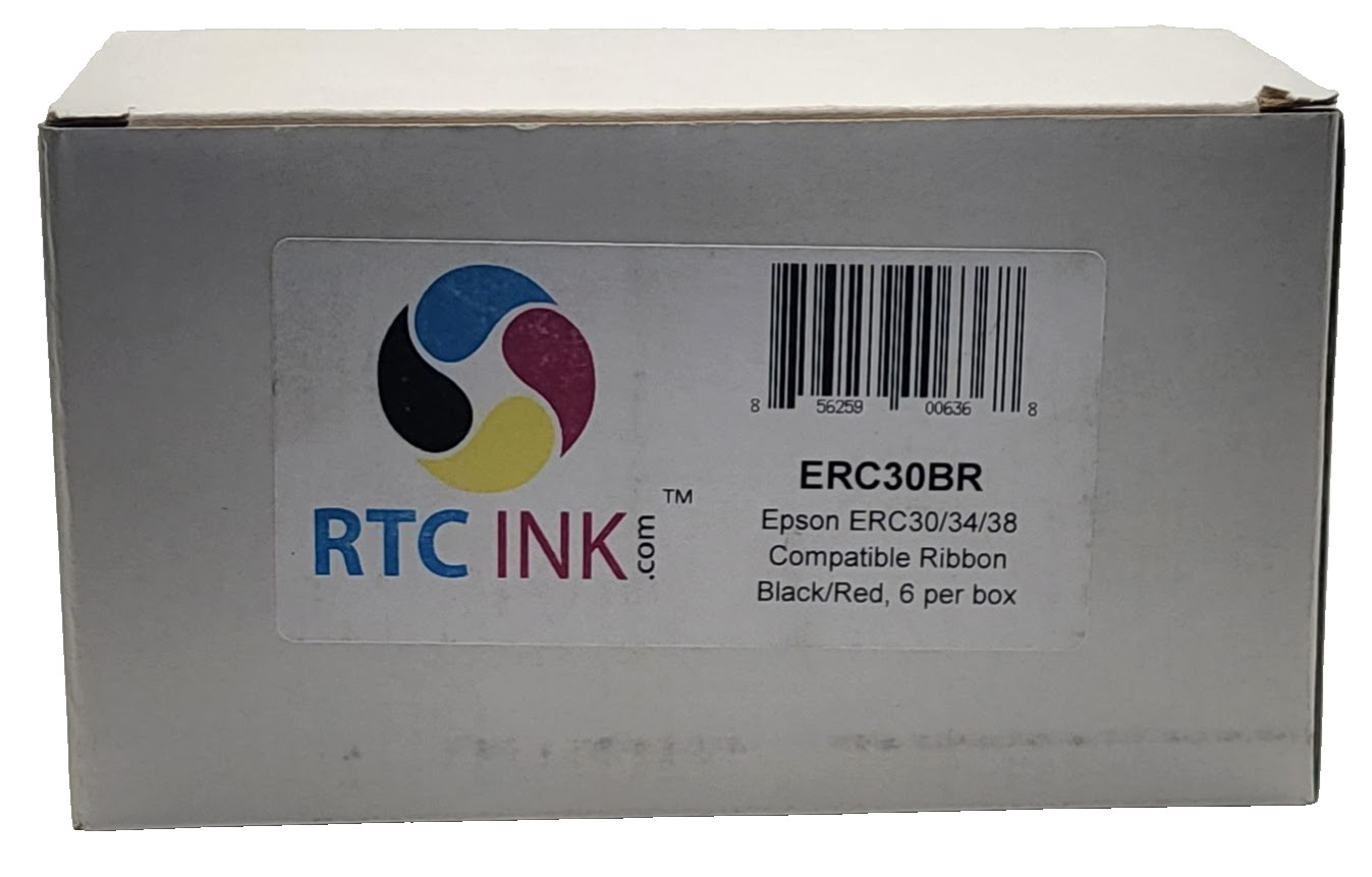 12 Ribbons for Epson ERC-30 / ERC-34 / ERC-38 Ribbons - Black Red ERC30 34 38BR