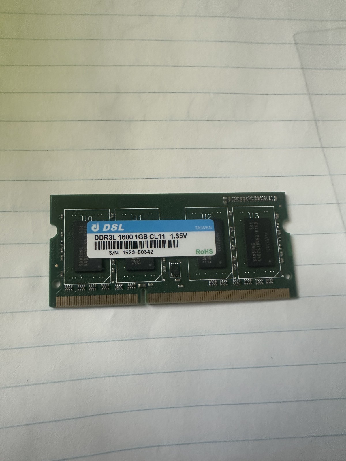 Samsung/DSL  DDR3L 1600 1gb CL11 1.35V used, tested.