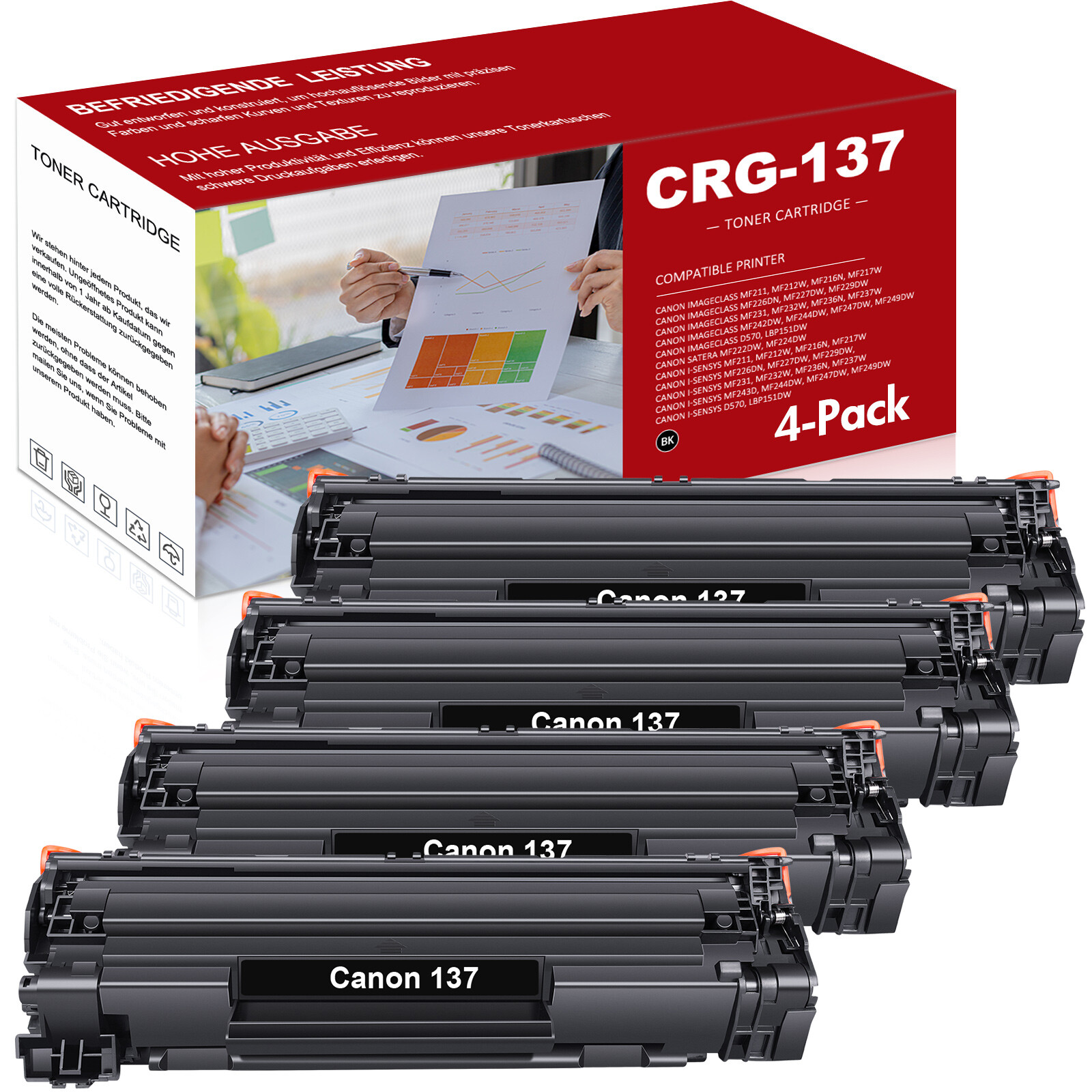 4pk CRG137 For Canon 137 Toner Cartridge ImageClass MF227dw MF212w MF232w MF244