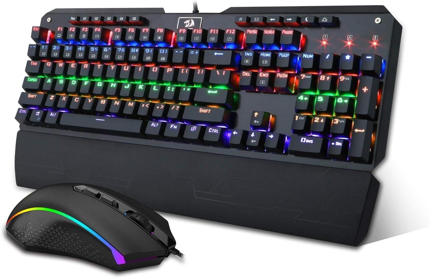 Redragon K555 Gaming Keyboard Mouse wrist support combo RGB New 