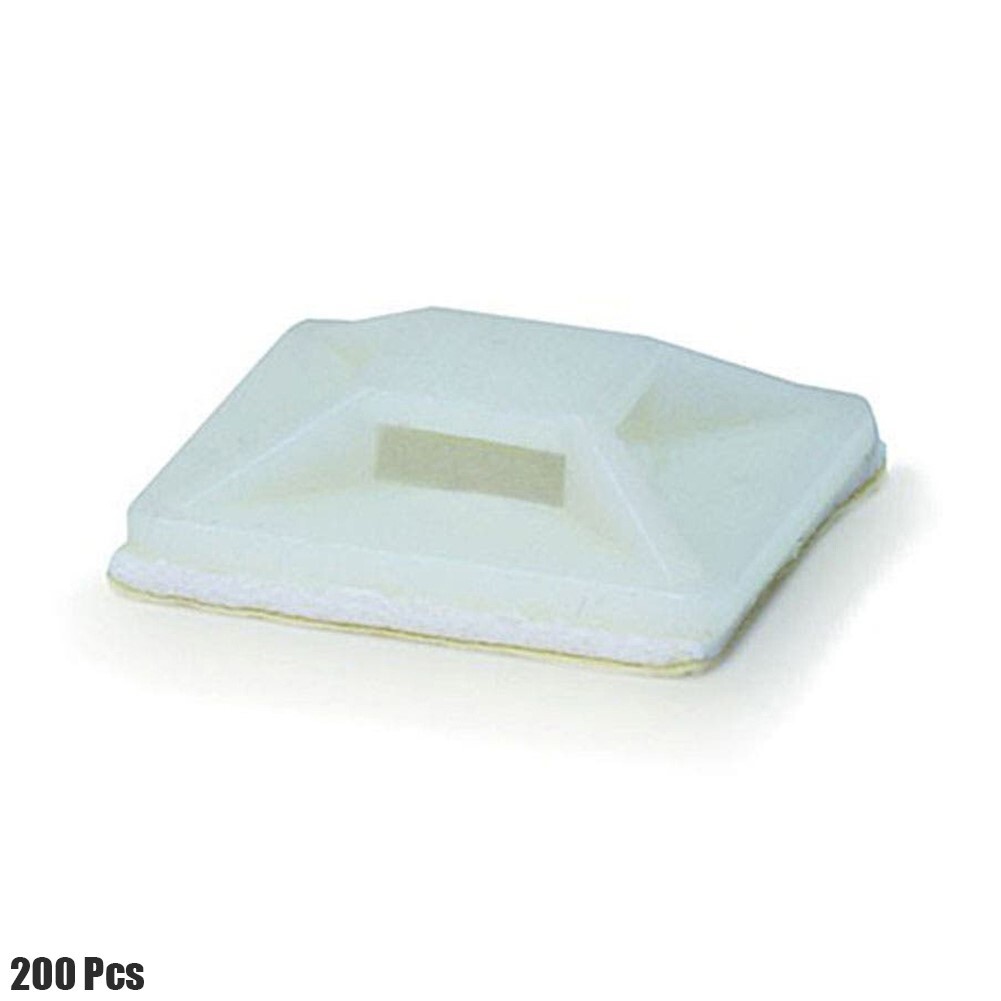 200 Pcs 25x25mm Self Adhesive Cable Wire Zip Tie Mount Clip Wall Holder White